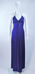 ELIZABETH MASON COUTURE Purple Silk Jersey Draped Halter Gown Made to Order