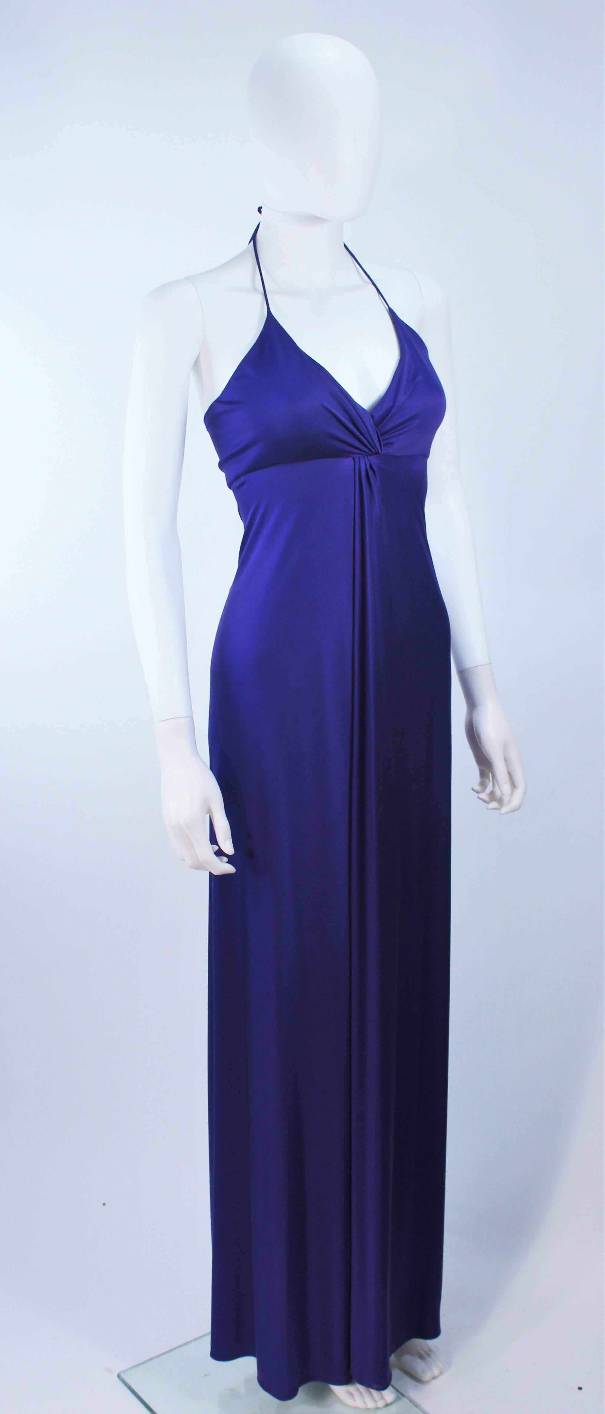 ELIZABETH MASON COUTURE Purple Silk Jersey Draped Halter Gown Made to Order In New Condition For Sale In Los Angeles, CA