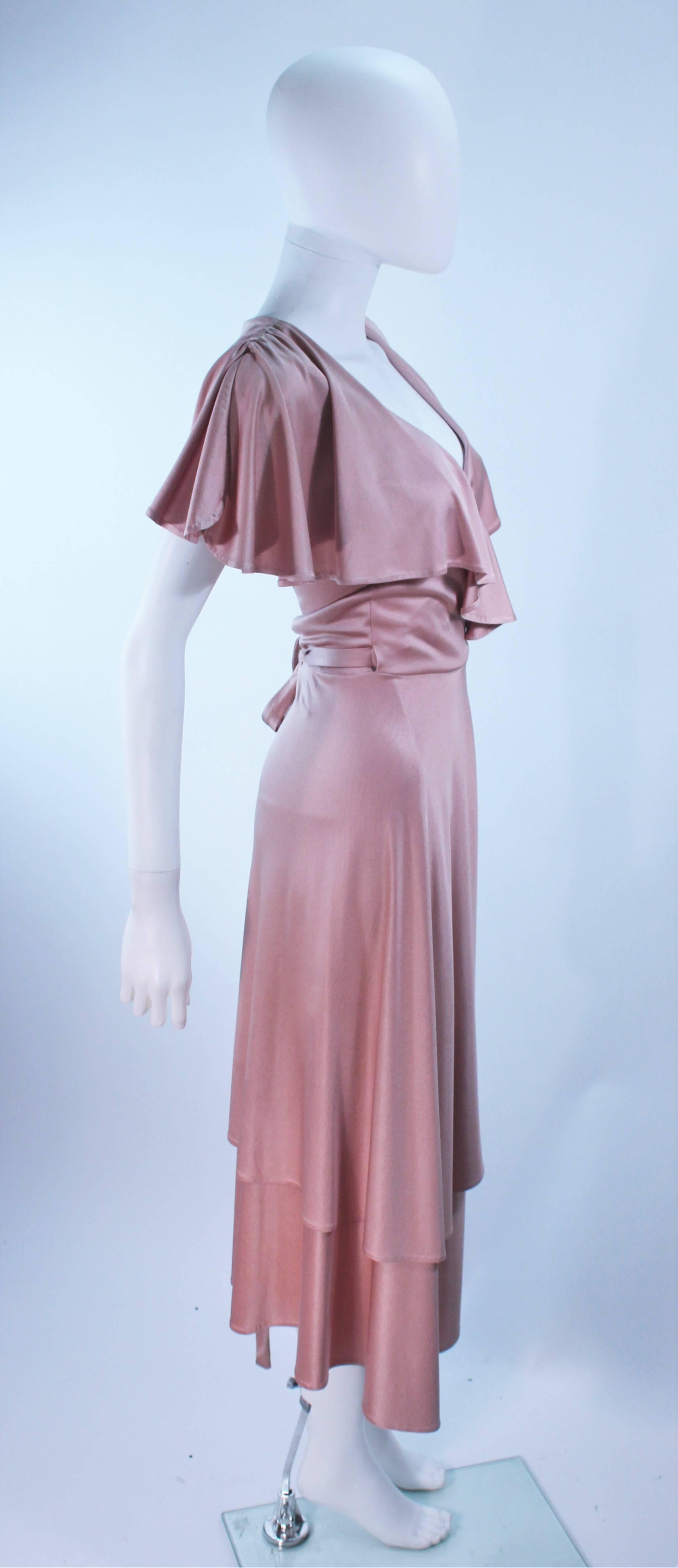 ELIZABETH MASON COUTURE Blush Silk Jersey Ruffled Cocktail Dress Made to Order For Sale 2