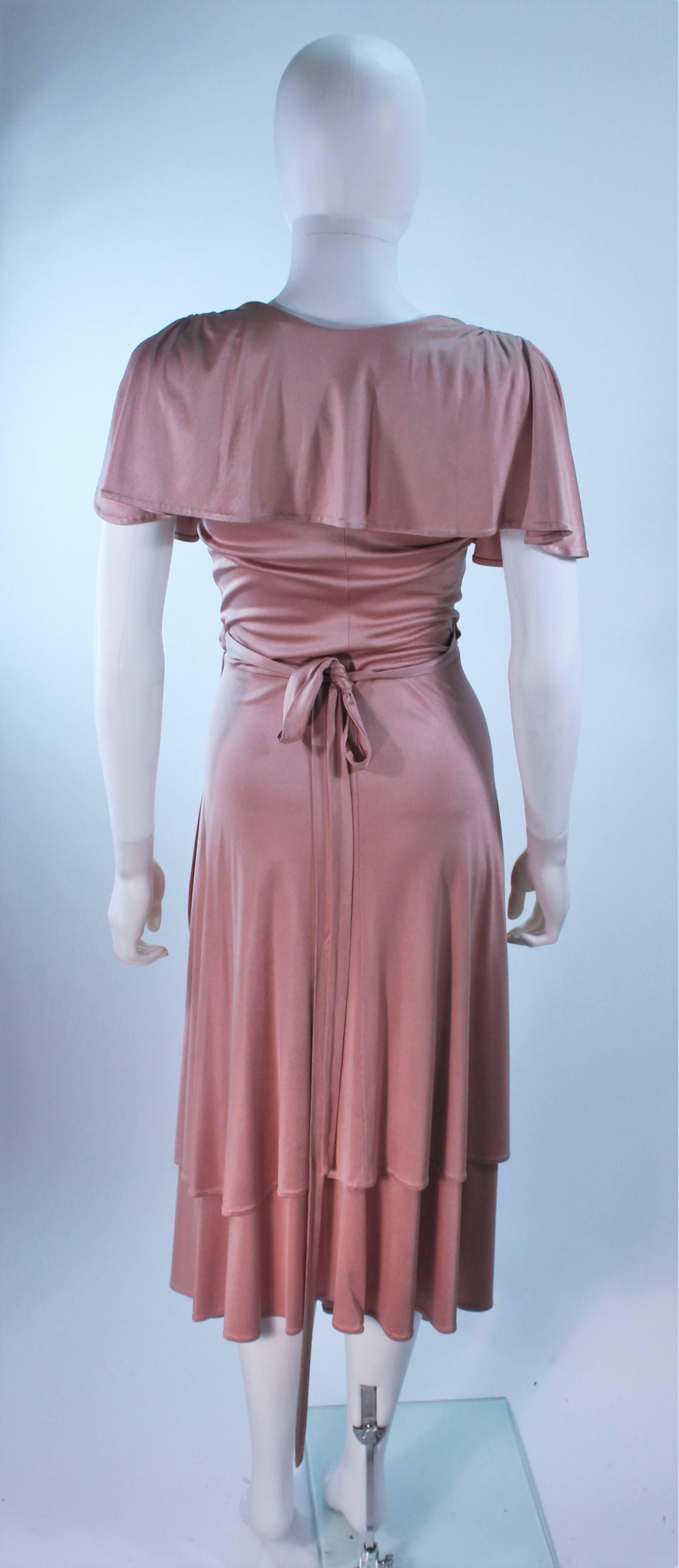 ELIZABETH MASON COUTURE Blush Silk Jersey Ruffled Cocktail Dress Made to Order For Sale 4