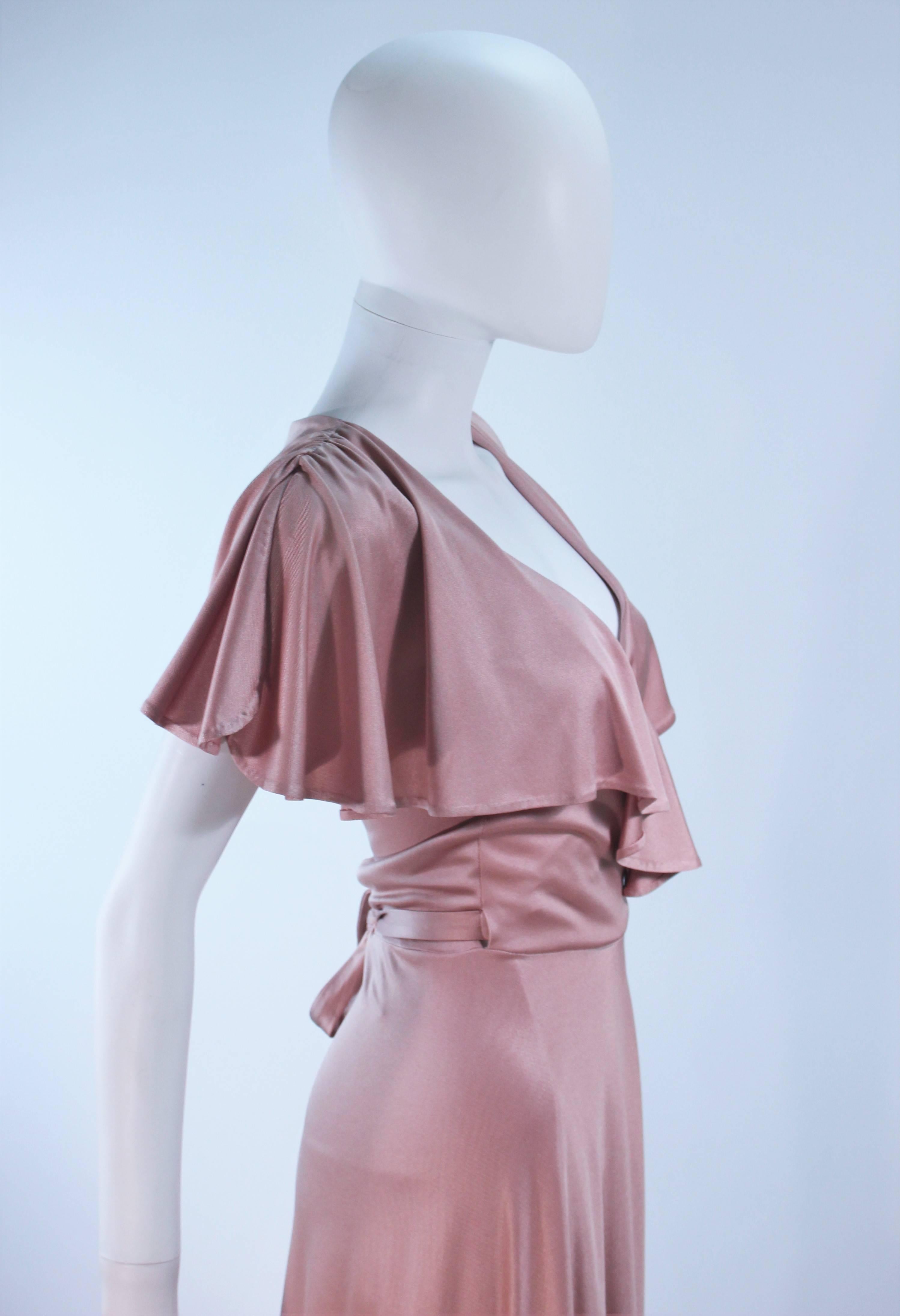 ELIZABETH MASON COUTURE Blush Silk Jersey Ruffled Cocktail Dress Made to Order For Sale 3