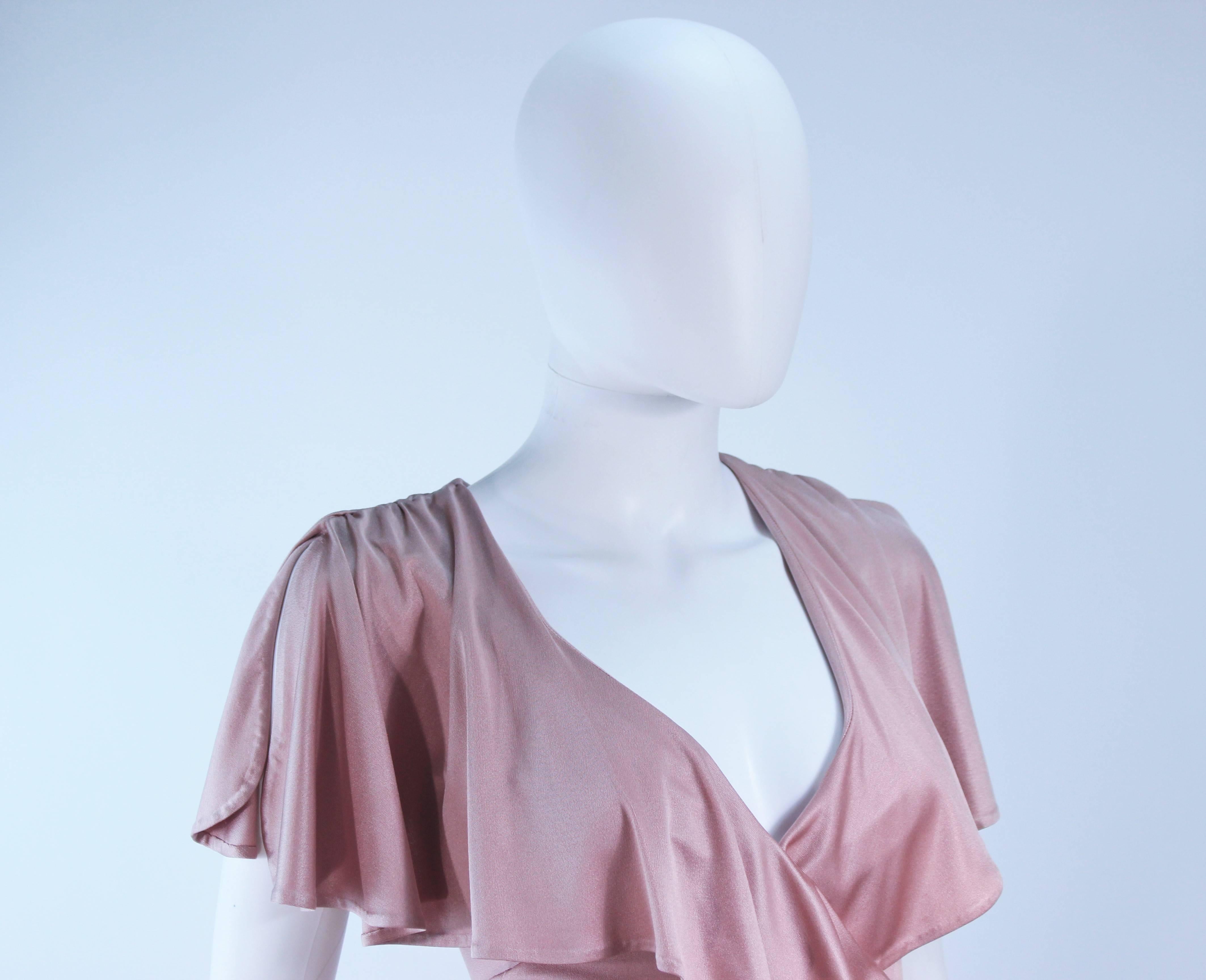 ELIZABETH MASON COUTURE Blush Silk Jersey Ruffled Cocktail Dress Made to Order For Sale 1