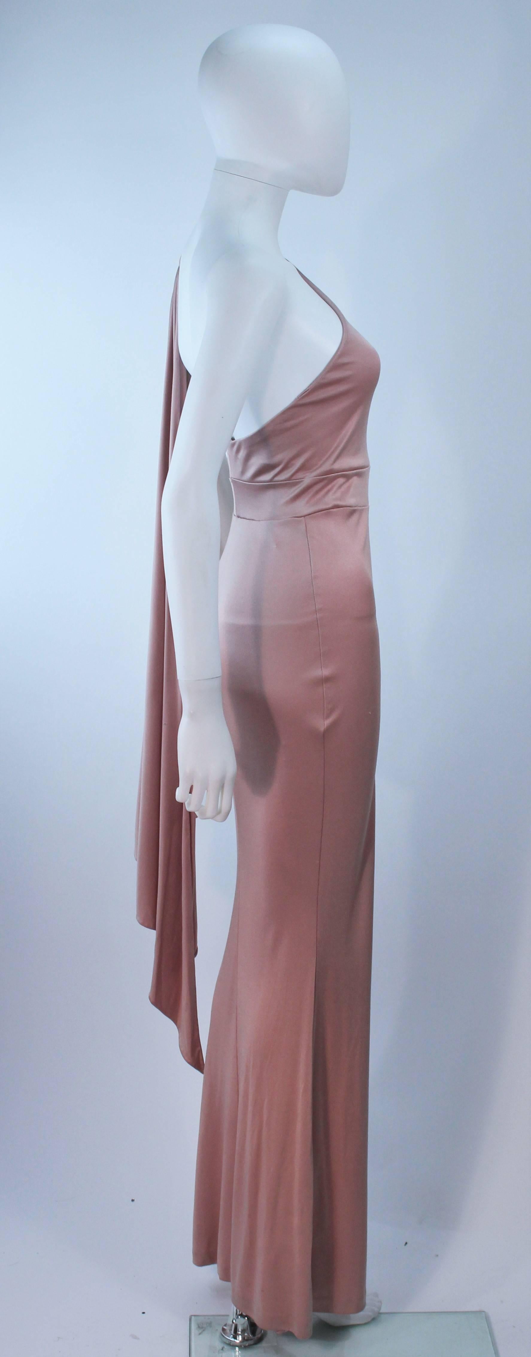 Women's ELIZABETH MASON COUTURE Silk Jersey One Shoulder Gown Blush Made To Order For Sale