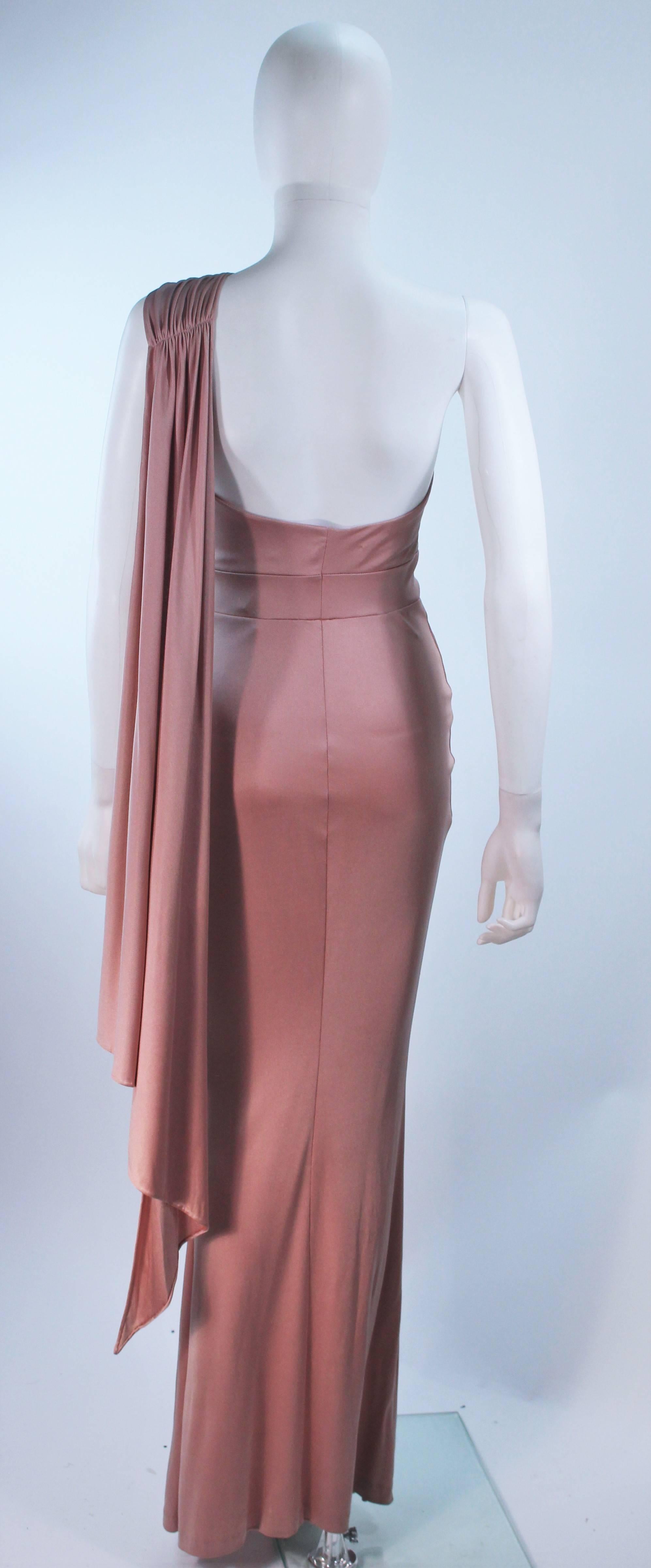 ELIZABETH MASON COUTURE Silk Jersey One Shoulder Gown Blush Made To Order For Sale 2