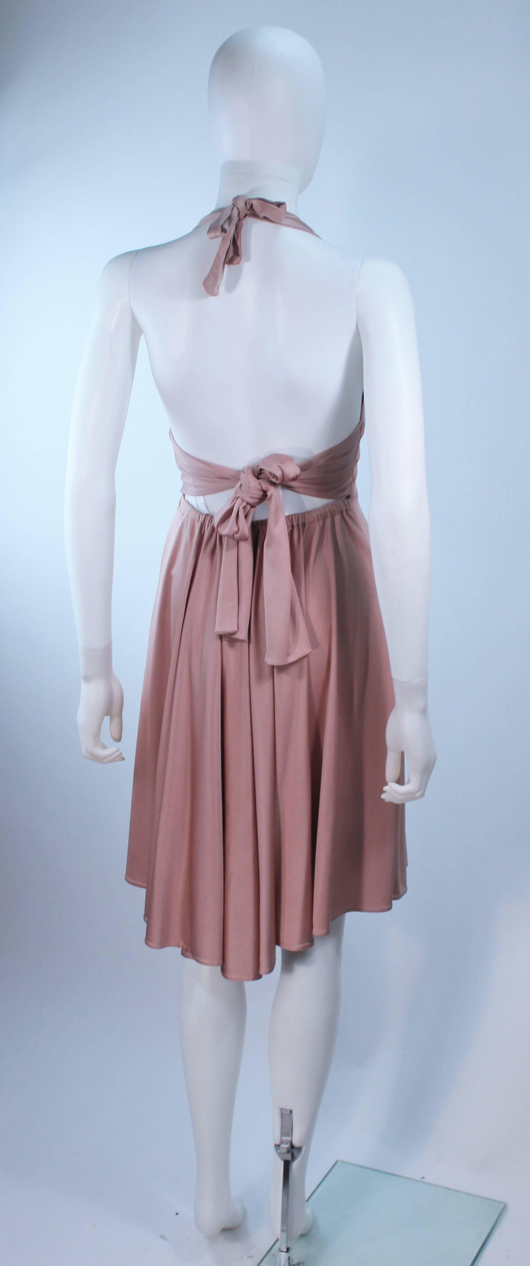 ELIZABETH MASON COUTURE Blush Silk Jersey Halter Cocktail Dress Made To Order For Sale 2