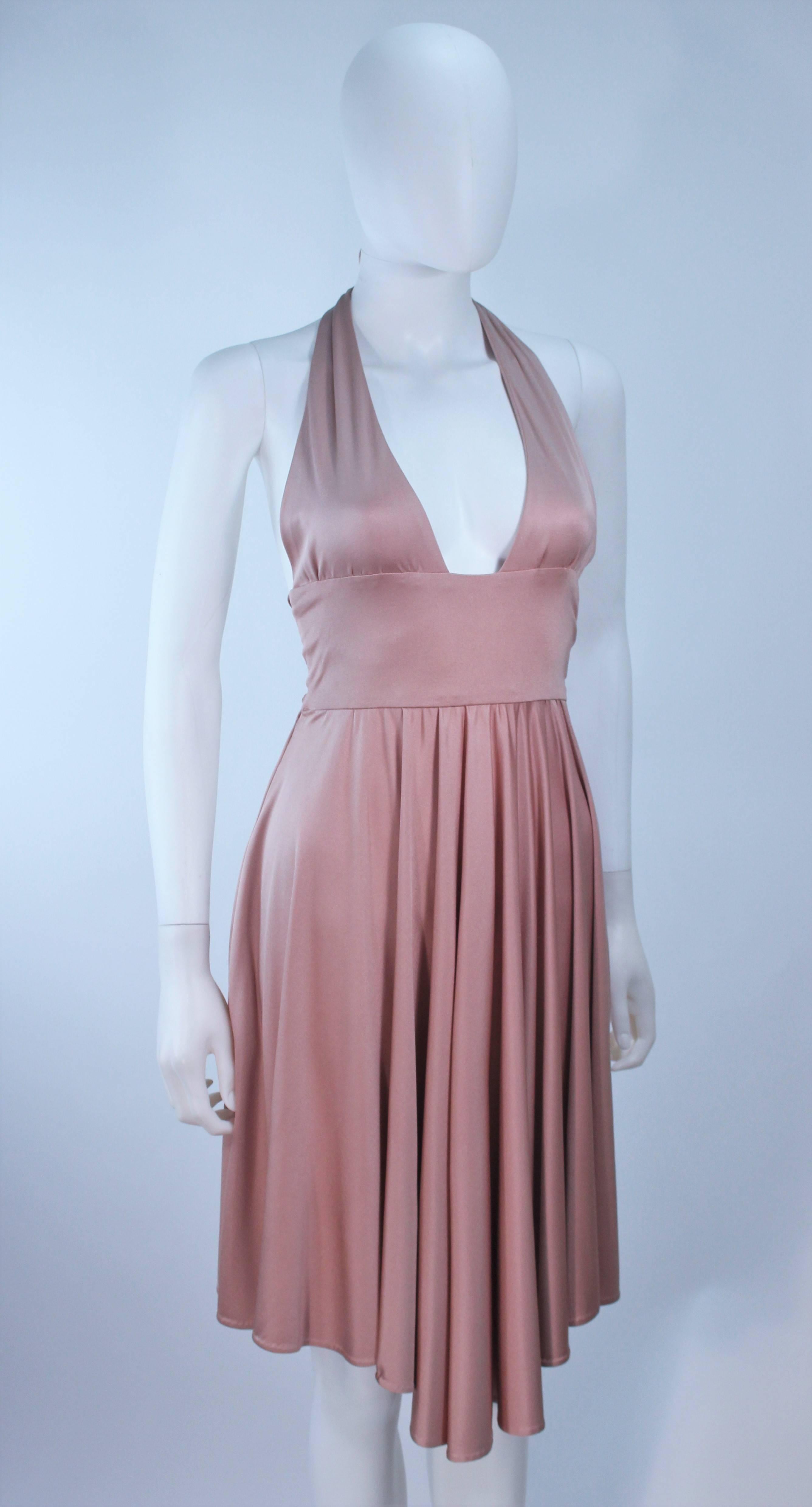 Women's ELIZABETH MASON COUTURE Blush Silk Jersey Halter Cocktail Dress Made To Order For Sale