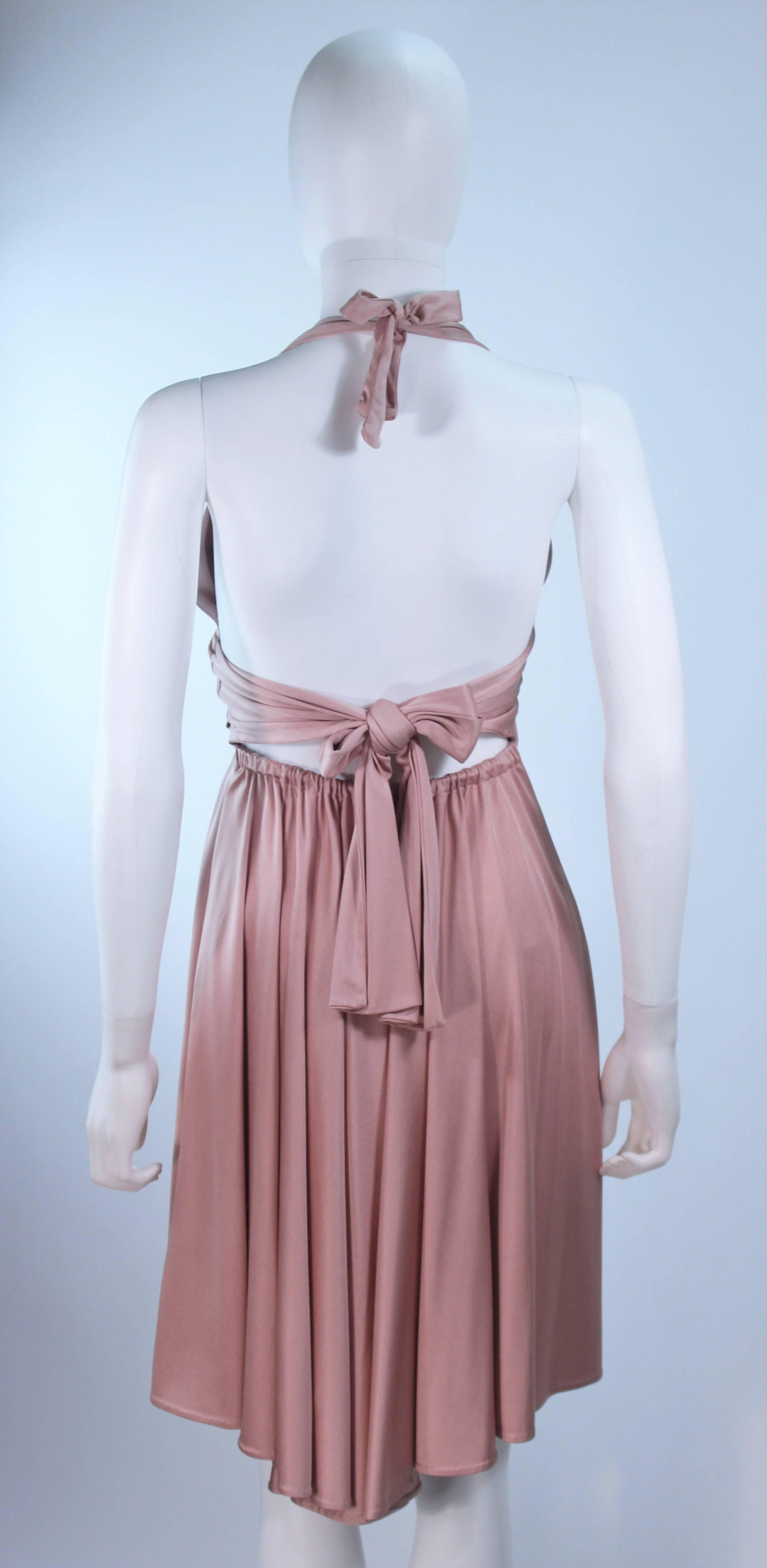 ELIZABETH MASON COUTURE Blush Silk Jersey Halter Cocktail Dress Made To Order For Sale 3