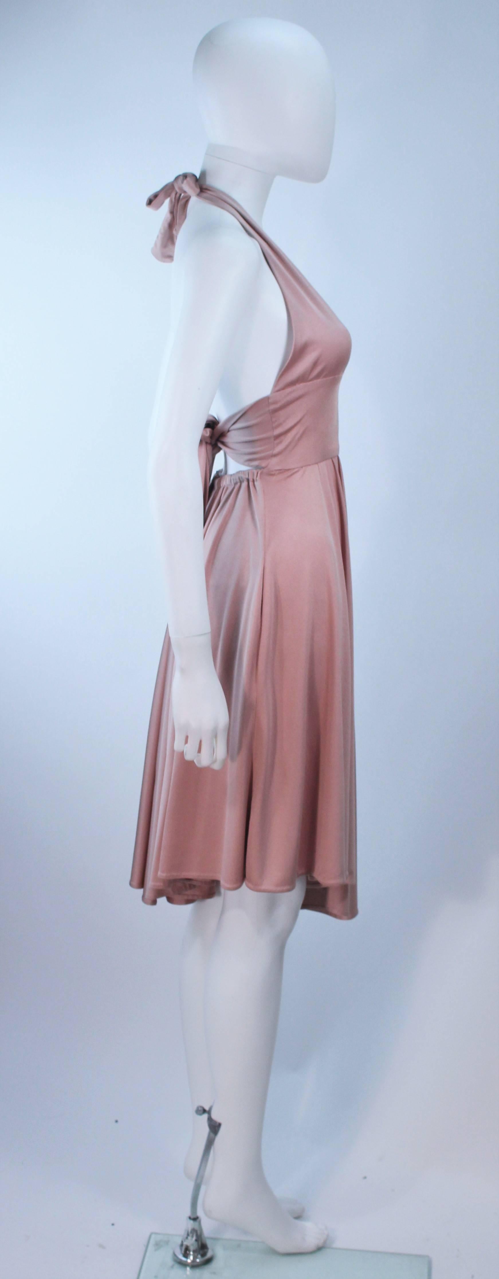 ELIZABETH MASON COUTURE Blush Silk Jersey Halter Cocktail Dress Made To Order For Sale 1