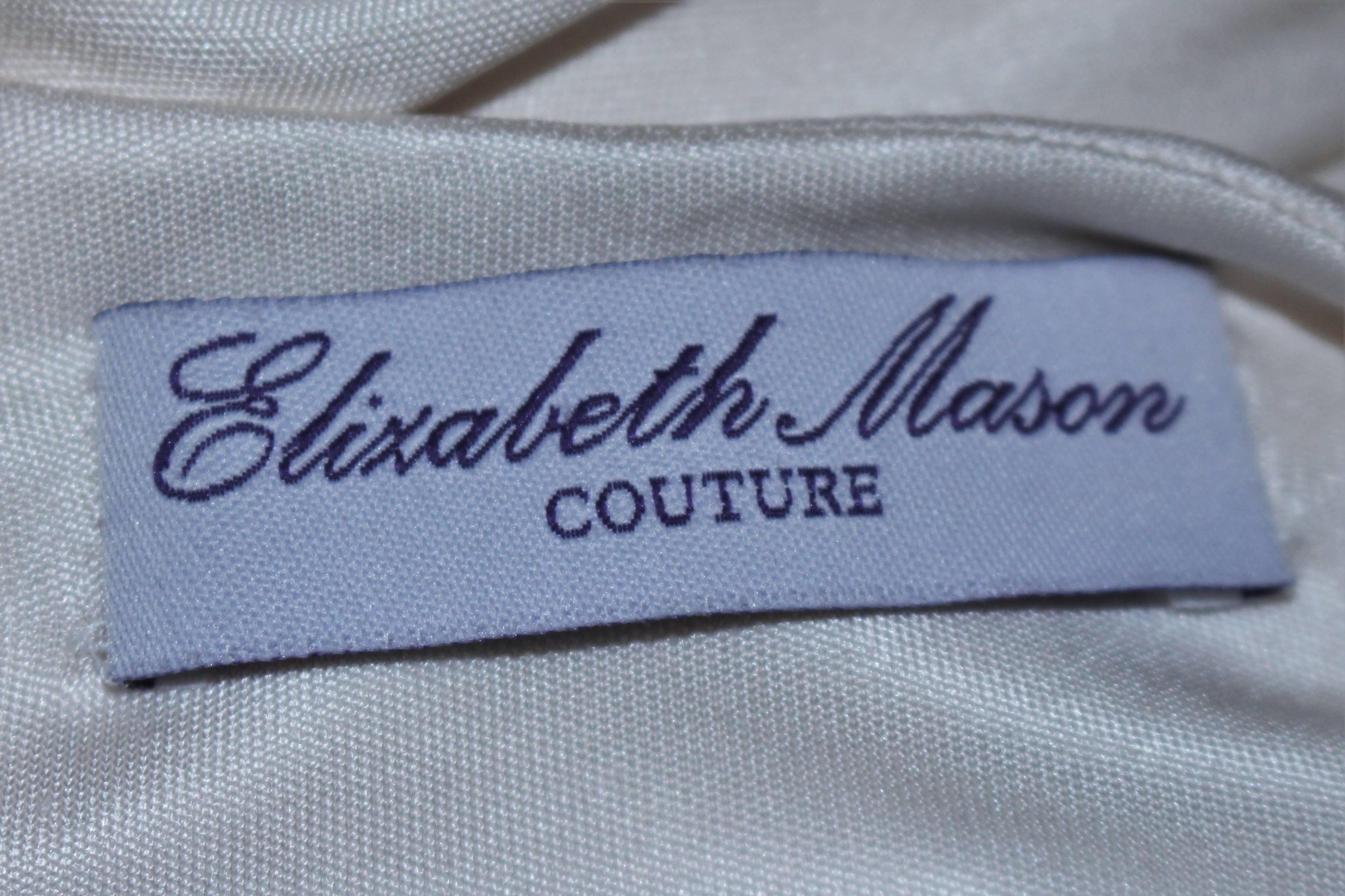 ELIZABETH MASON COUTURE White Silk Jersey Draped Gown Made To Order For Sale 5