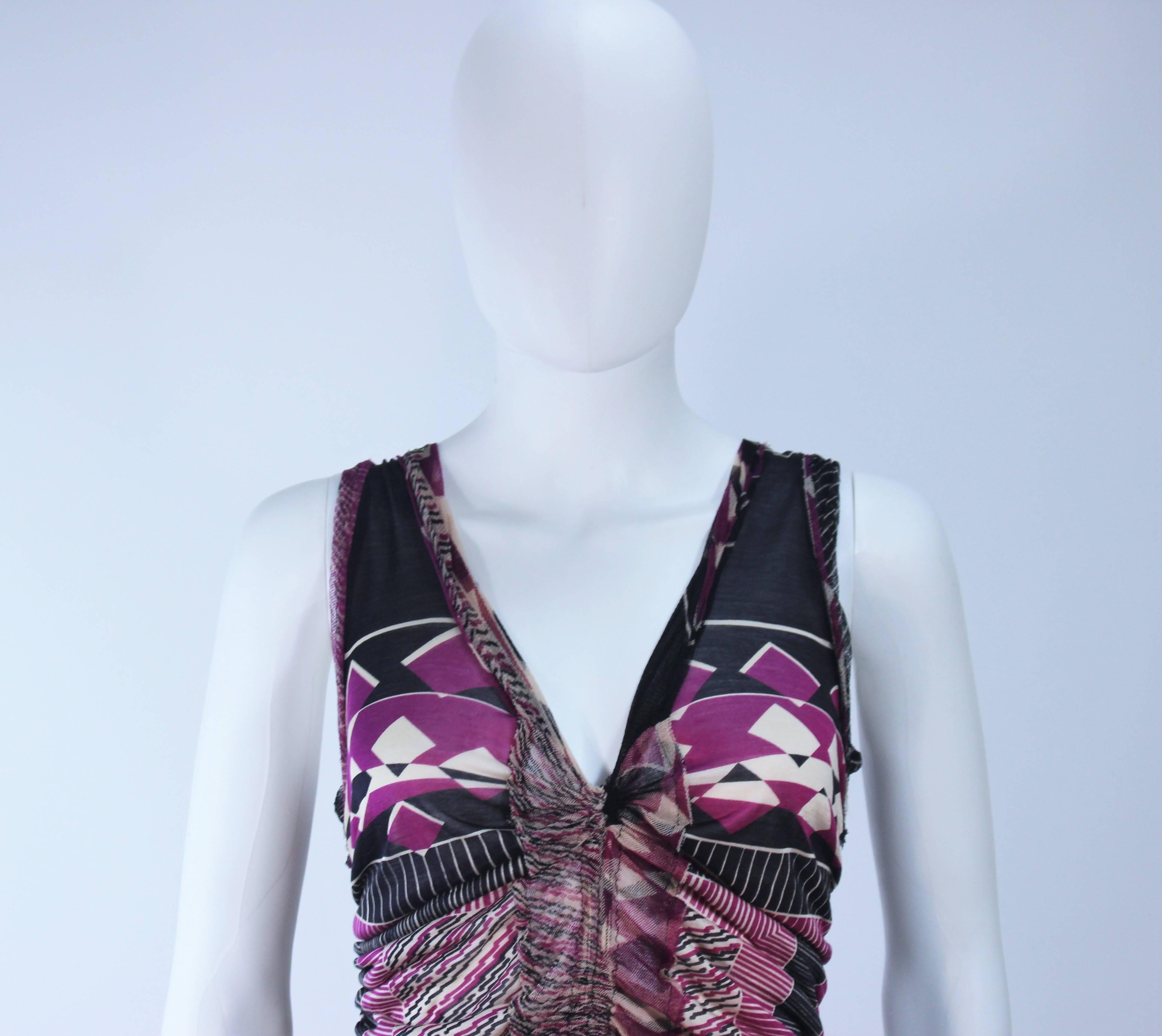 Women's JEAN PAUL GAULTIER Sheer Pink and Black Geometric Pattern Cocktail Dress Size M