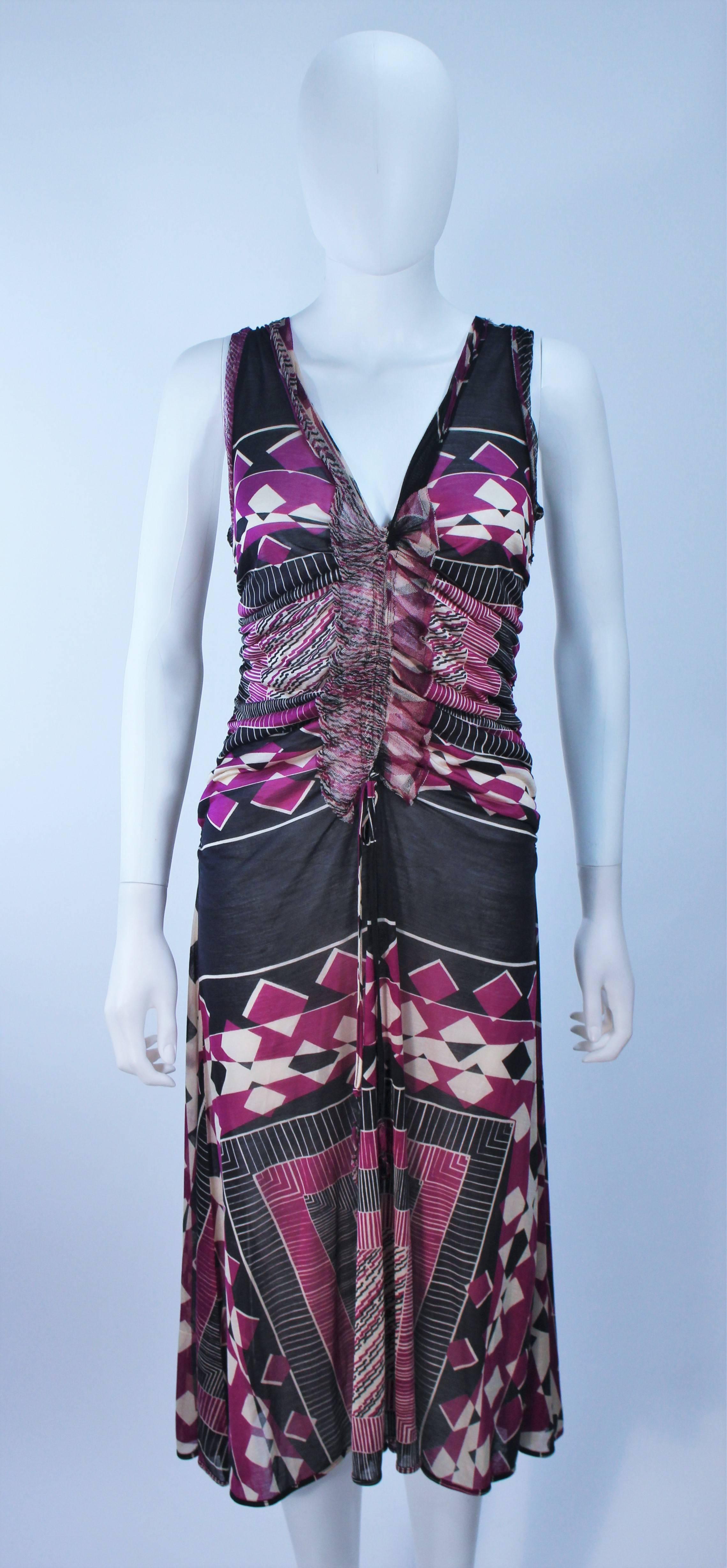 JEAN PAUL GAULTIER Sheer Pink and Black Geometric Pattern Cocktail Dress Size M In New Condition In Los Angeles, CA