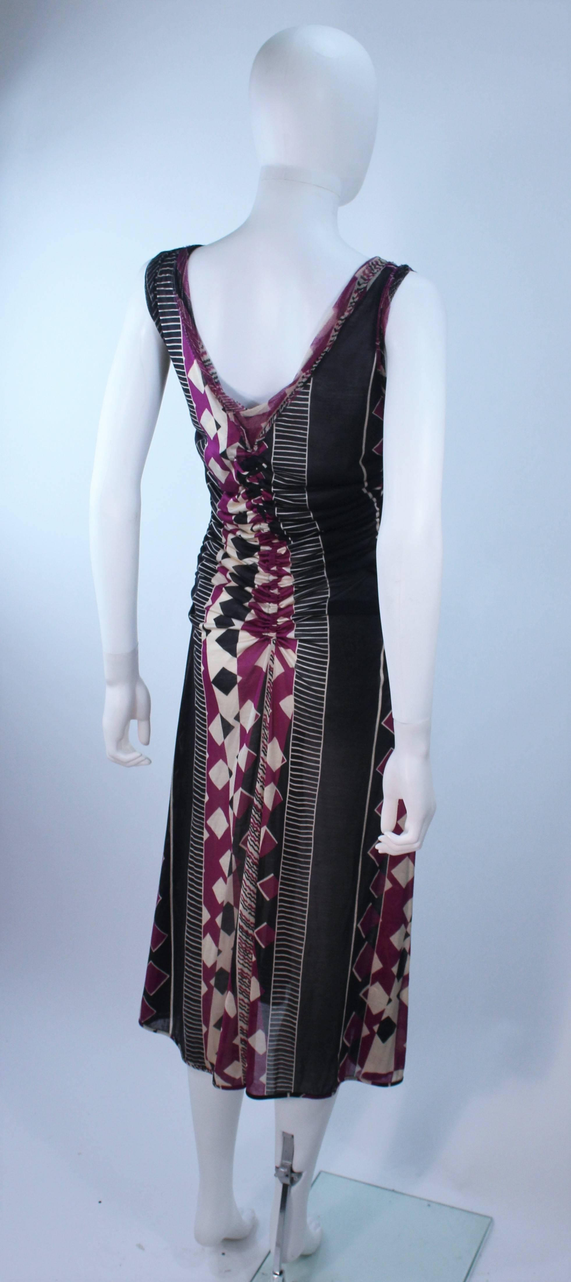 JEAN PAUL GAULTIER Sheer Pink and Black Geometric Pattern Cocktail Dress Size M 4