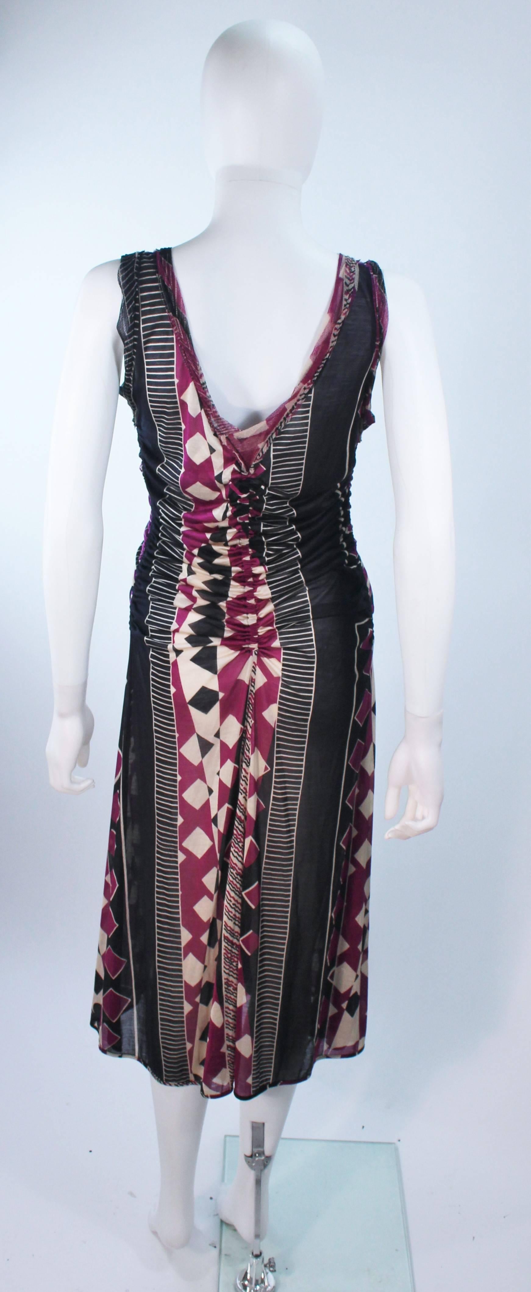 JEAN PAUL GAULTIER Sheer Pink and Black Geometric Pattern Cocktail Dress Size M 5