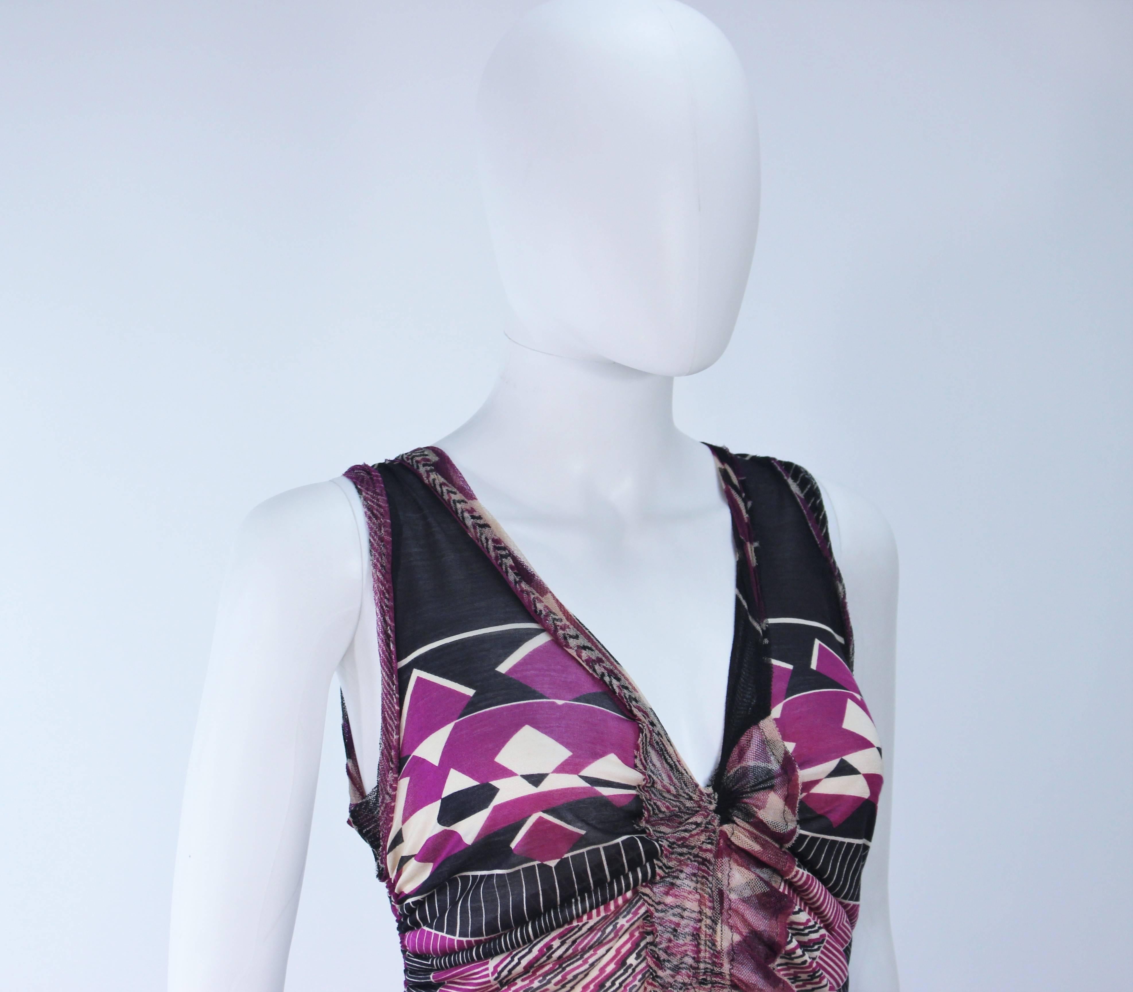JEAN PAUL GAULTIER Sheer Pink and Black Geometric Pattern Cocktail Dress Size M 2