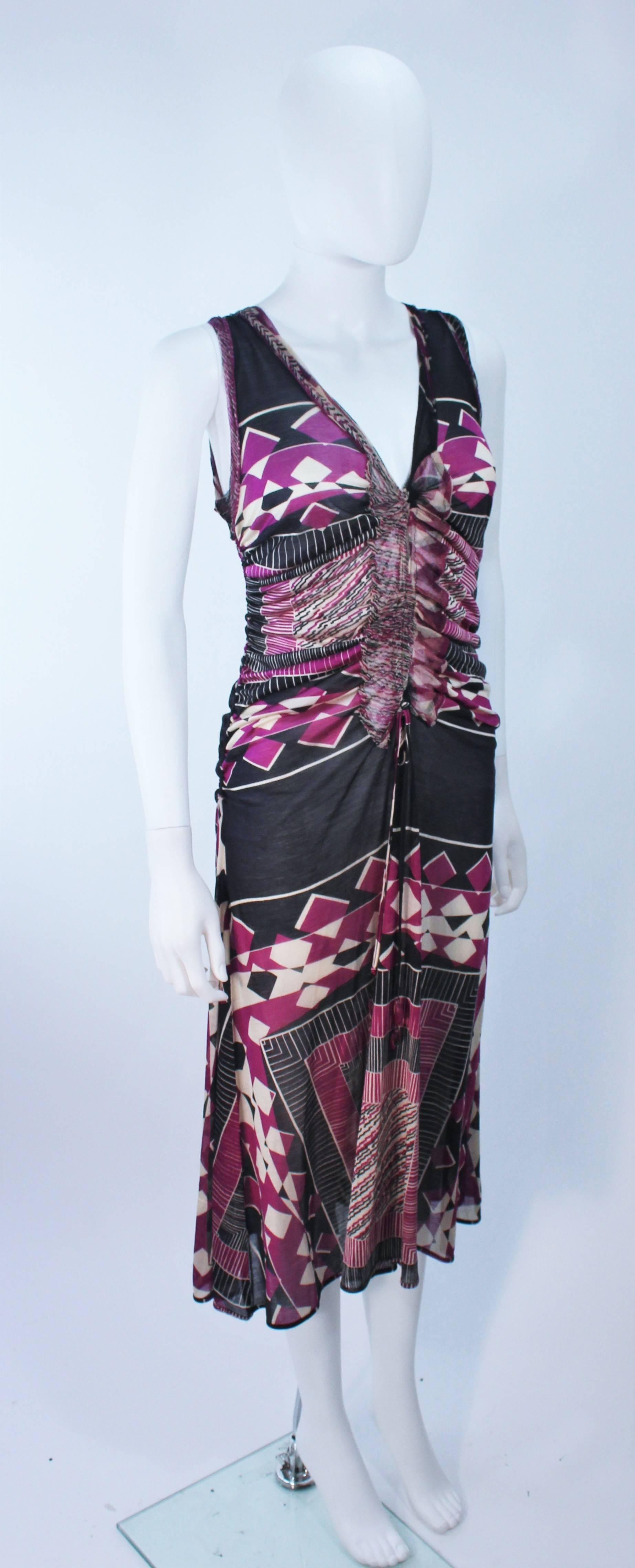 JEAN PAUL GAULTIER Sheer Pink and Black Geometric Pattern Cocktail Dress Size M 1