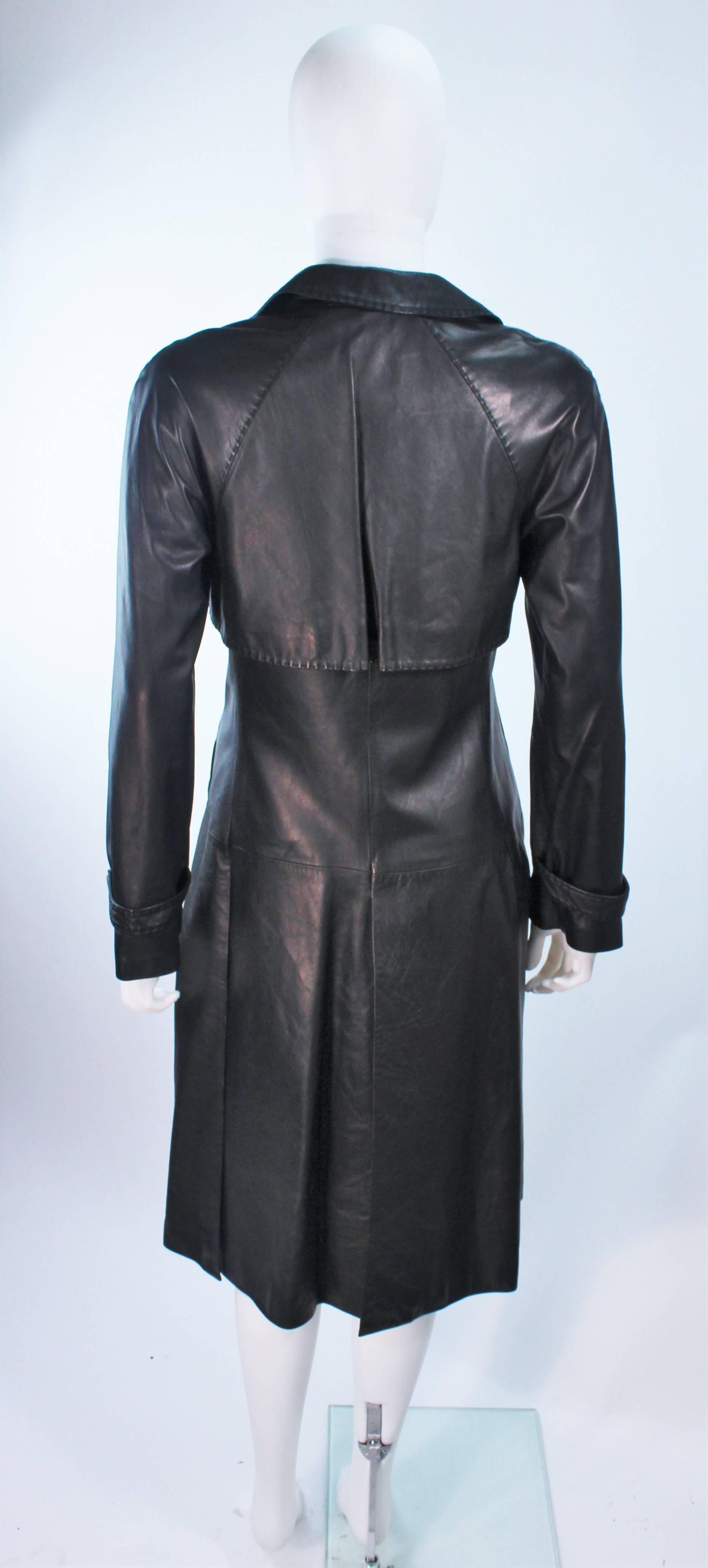 ALEXANDER MCQUEEN Supple Black Leather Trench Coat Size 38 For Sale 2
