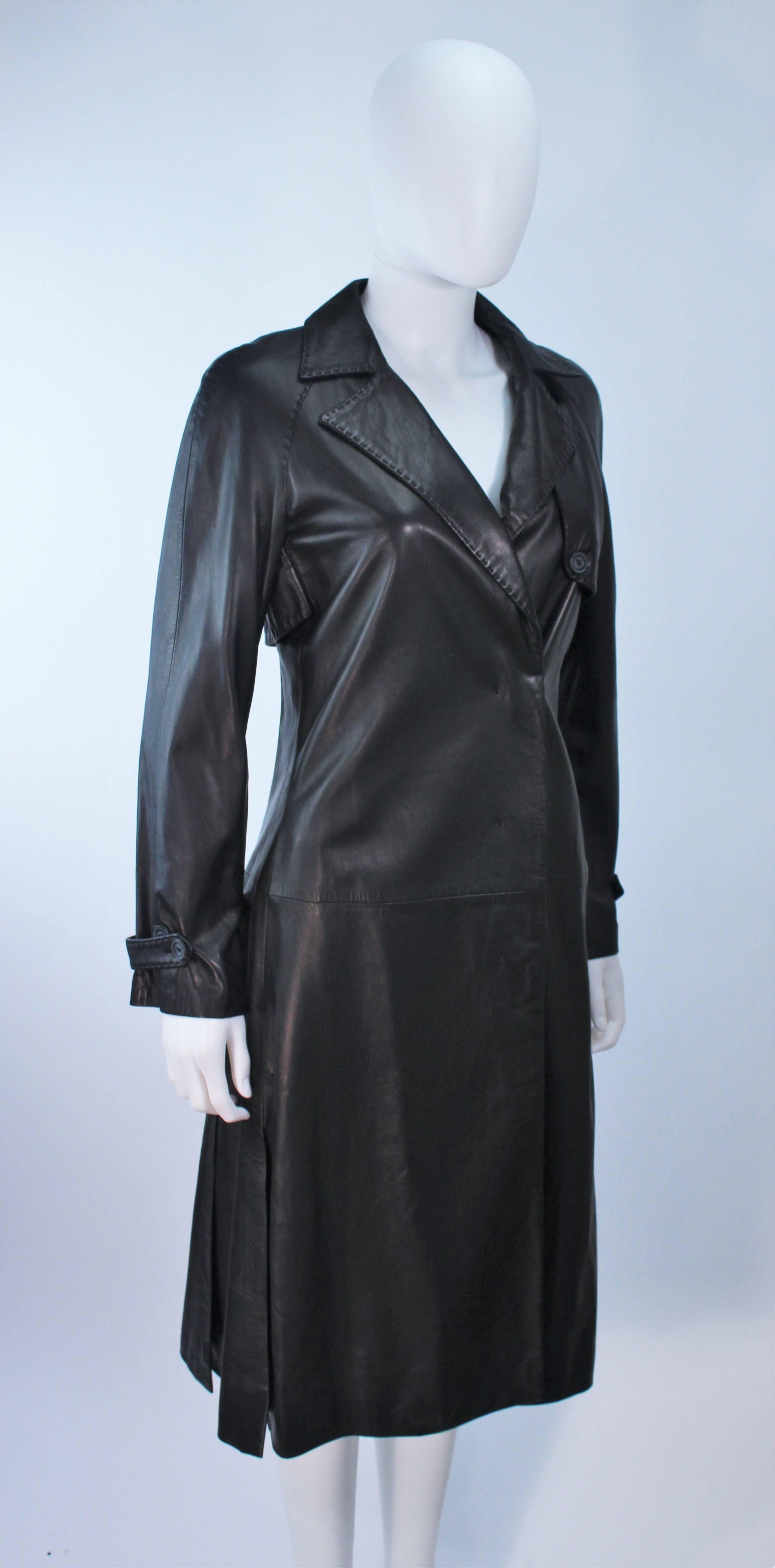 ALEXANDER MCQUEEN Supple Black Leather Trench Coat Size 38 In Excellent Condition For Sale In Los Angeles, CA
