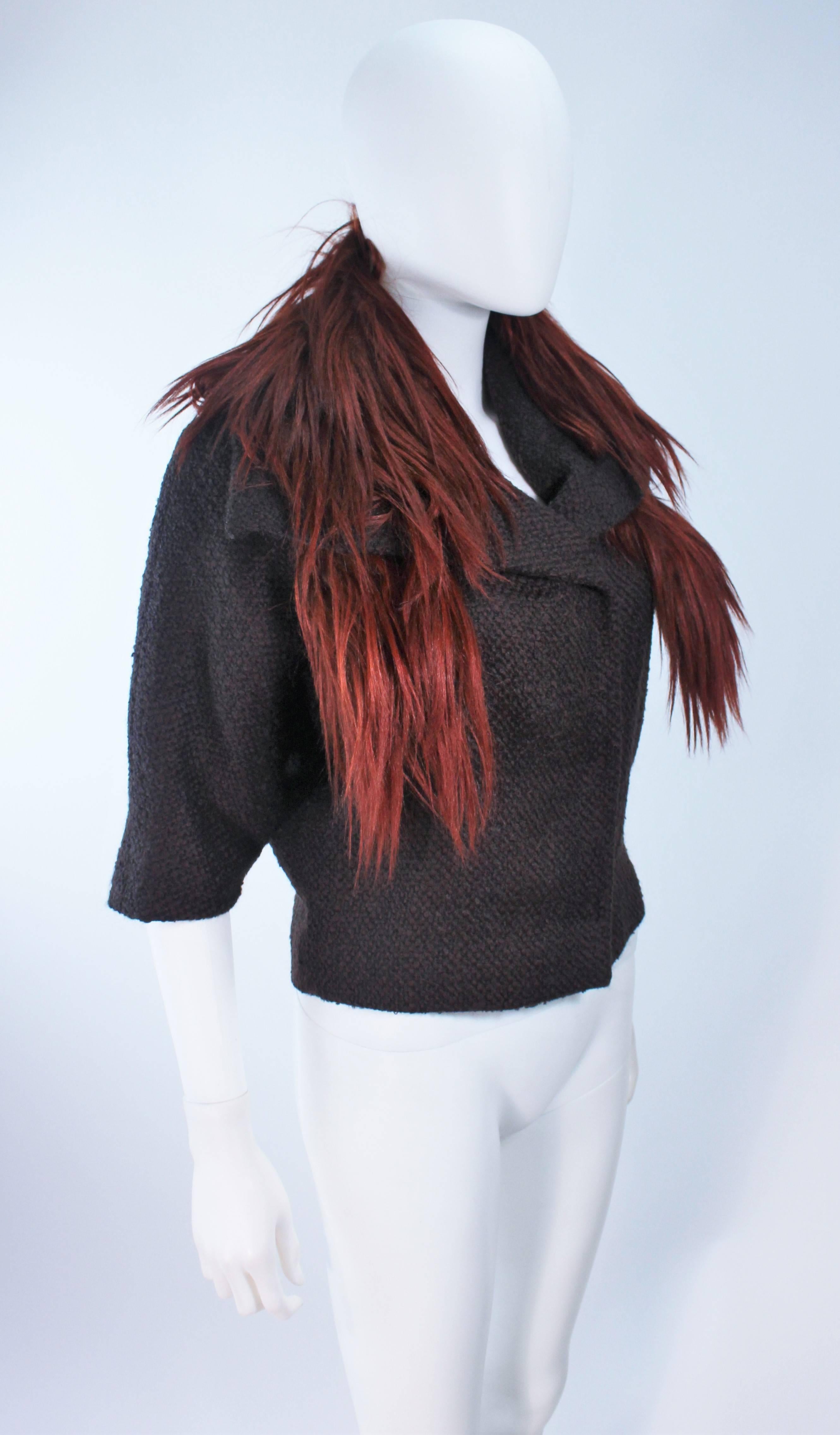ETRO Goat Fur Collar Brown Wool Jacket Size M In Excellent Condition In Los Angeles, CA