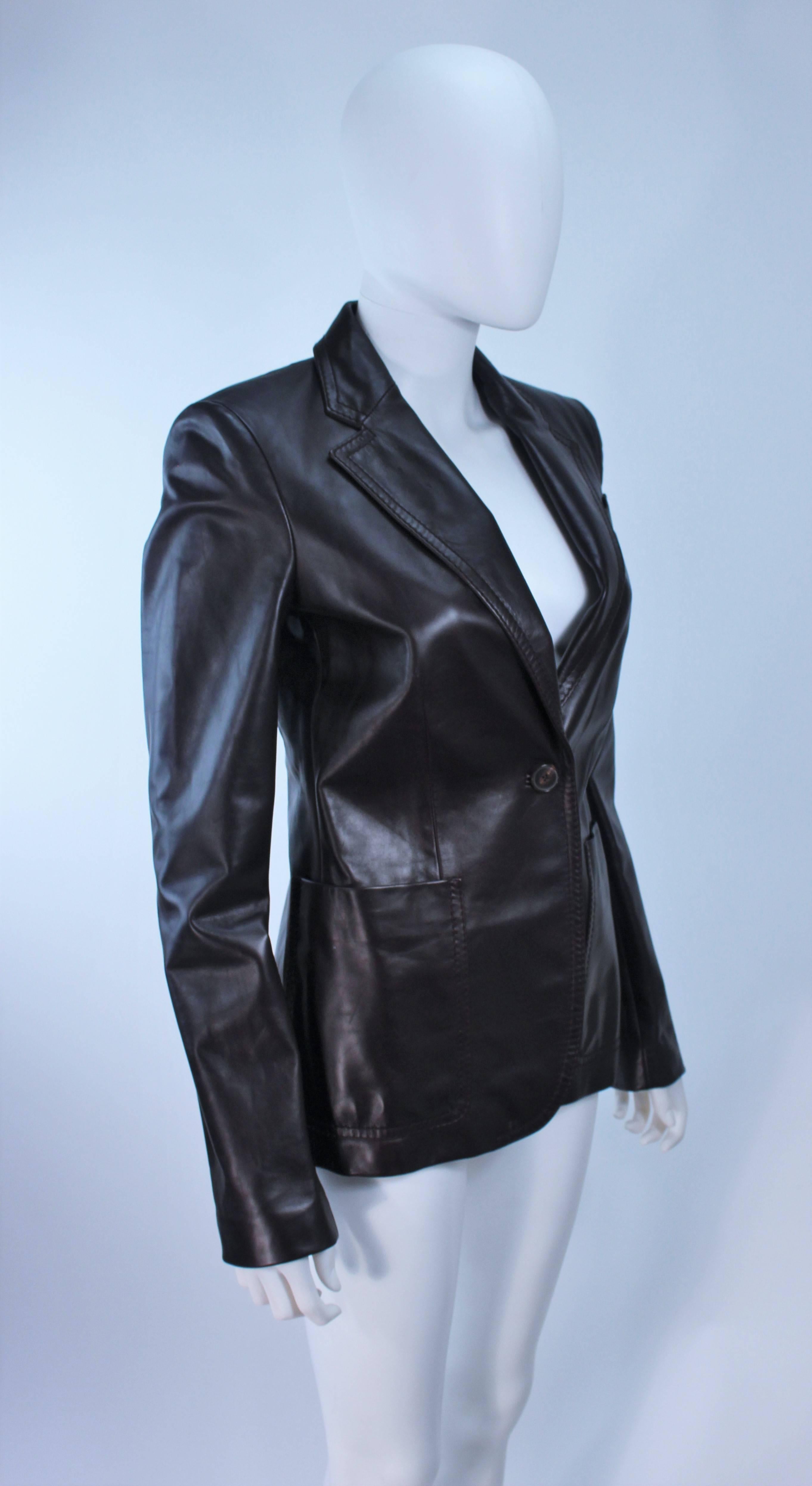 Women's GUCCI Brown Leather Jacket Blazer Size M