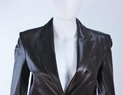 GUCCI Brown Leather Jacket Blazer Size M
