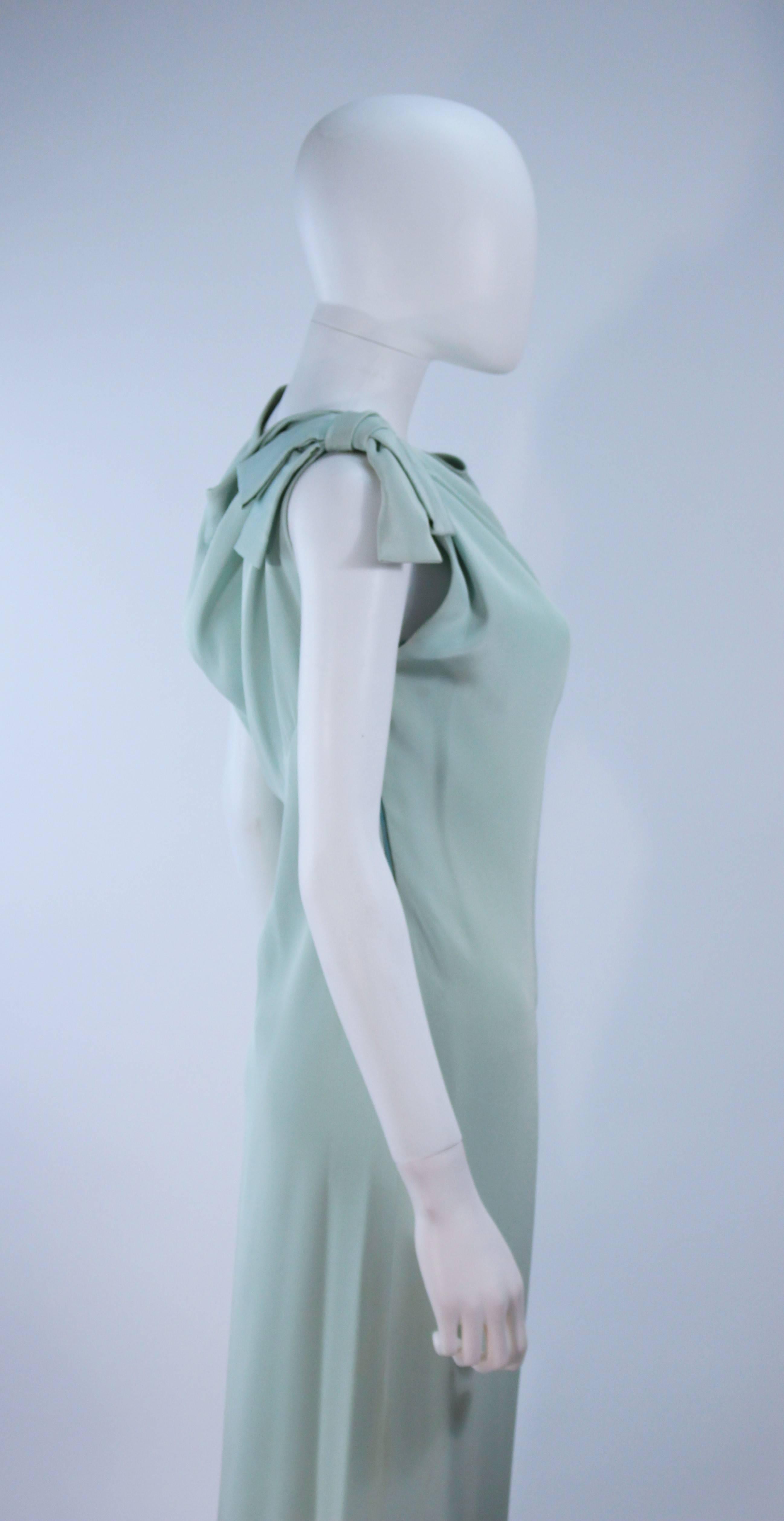 Blue CHRISTIAN DIOR HAUTE COUTURE Aqua Draped Gown Size 0 2 For Sale