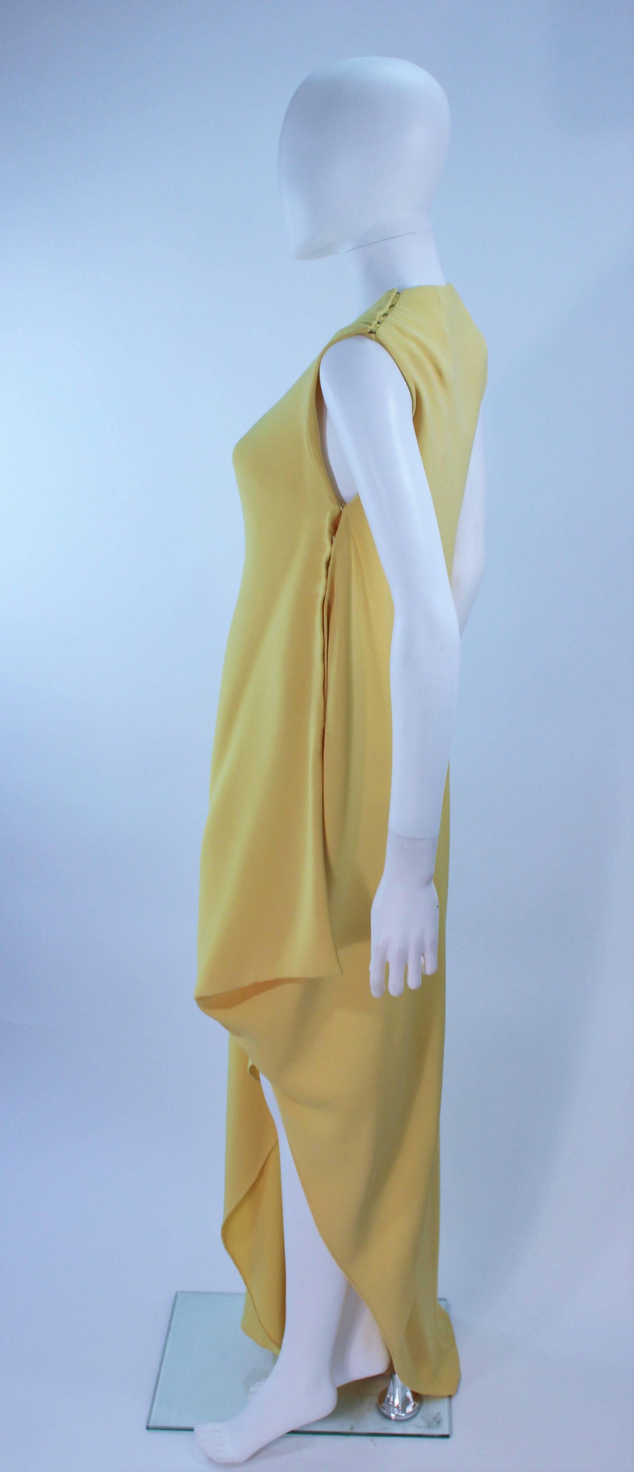 MADAME GRES HAUTE COUTURE Betsy Bloomingdale 1960's Yellow Asymmetrical Gown In Excellent Condition For Sale In Los Angeles, CA