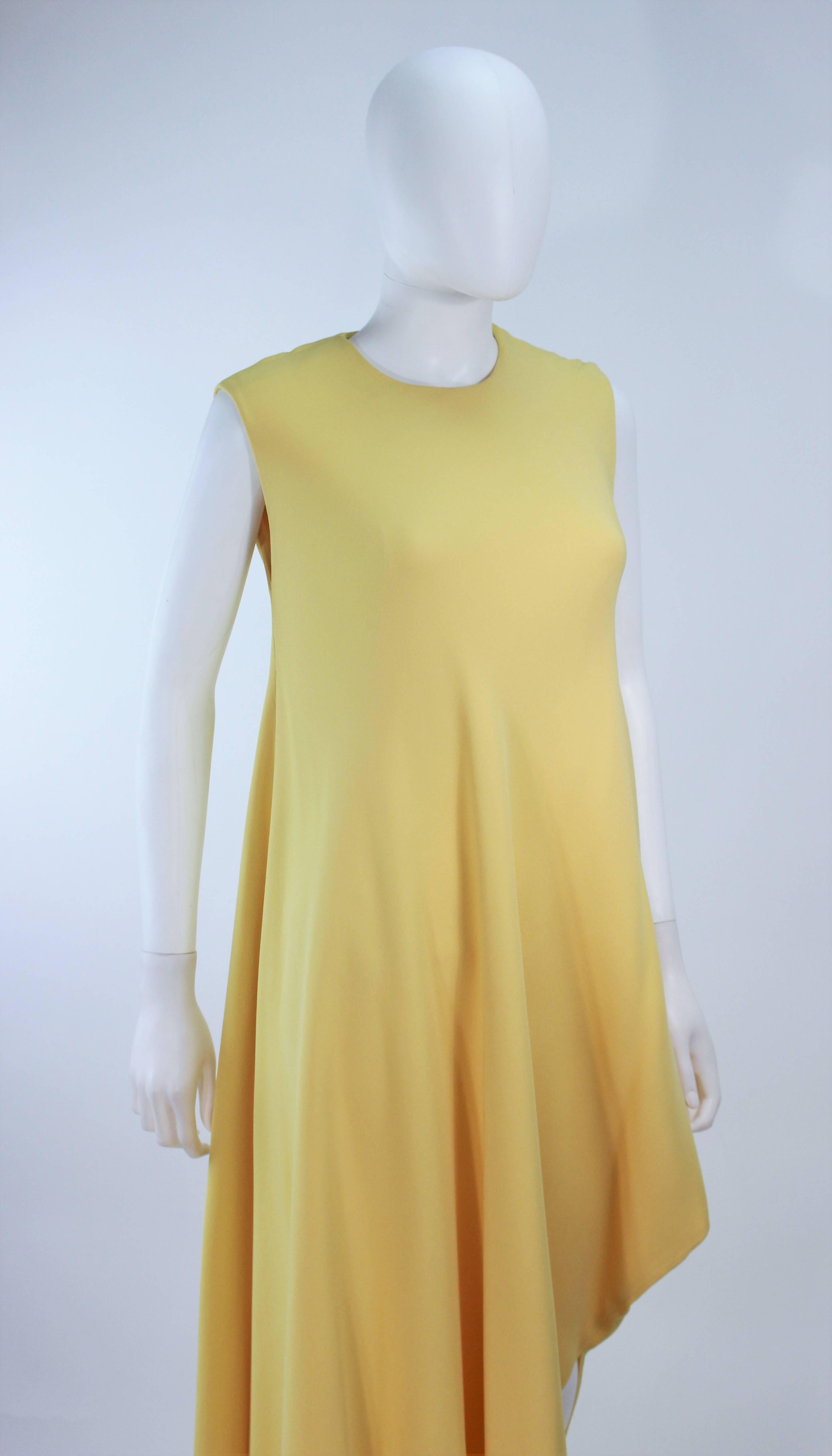 Beige MADAME GRES HAUTE COUTURE Betsy Bloomingdale 1960's Yellow Asymmetrical Gown For Sale