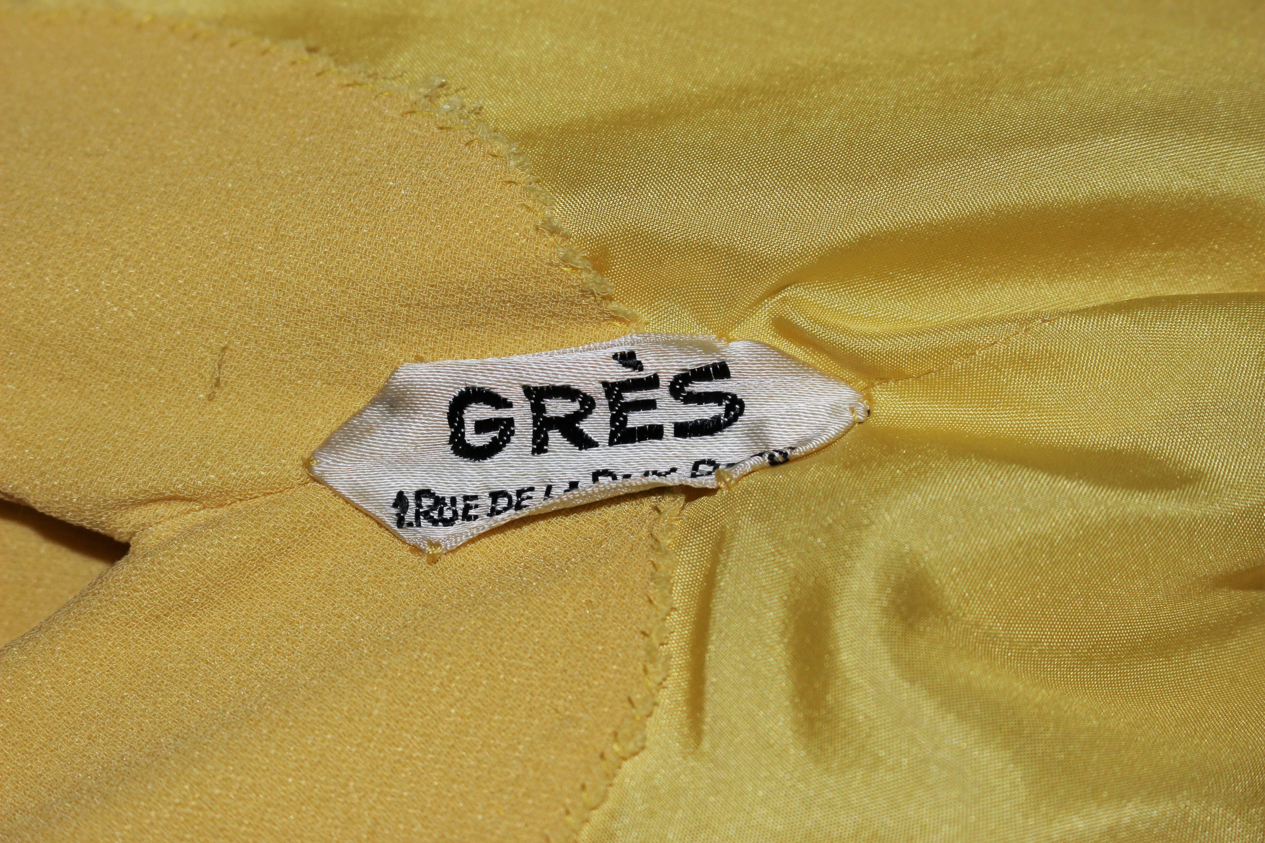 MADAME GRES HAUTE COUTURE Betsy Bloomingdale 1960's Yellow Asymmetrical Gown For Sale 2