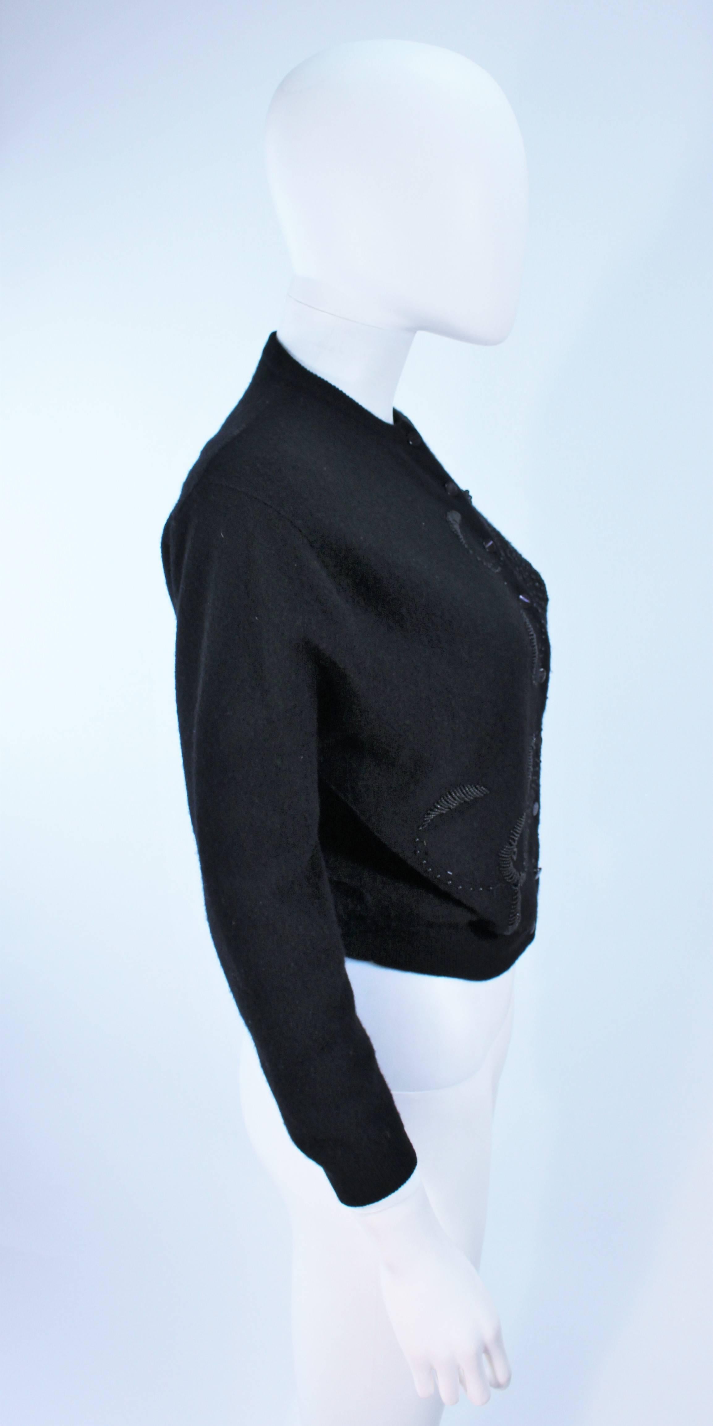 SCHIAPARELLI Black Wool Starburst Beaded Sweater Size Medium 2