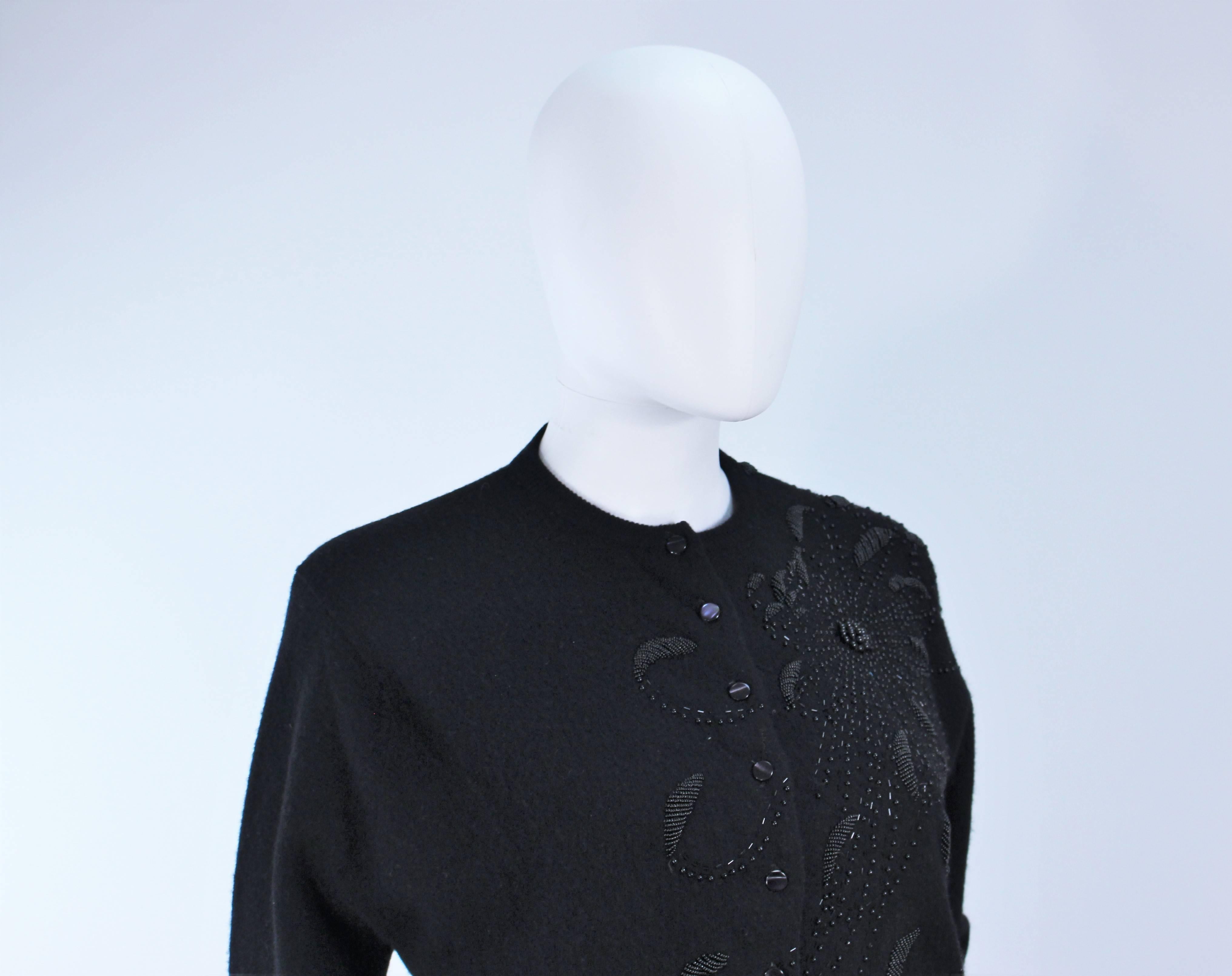 SCHIAPARELLI Black Wool Starburst Beaded Sweater Size Medium 1