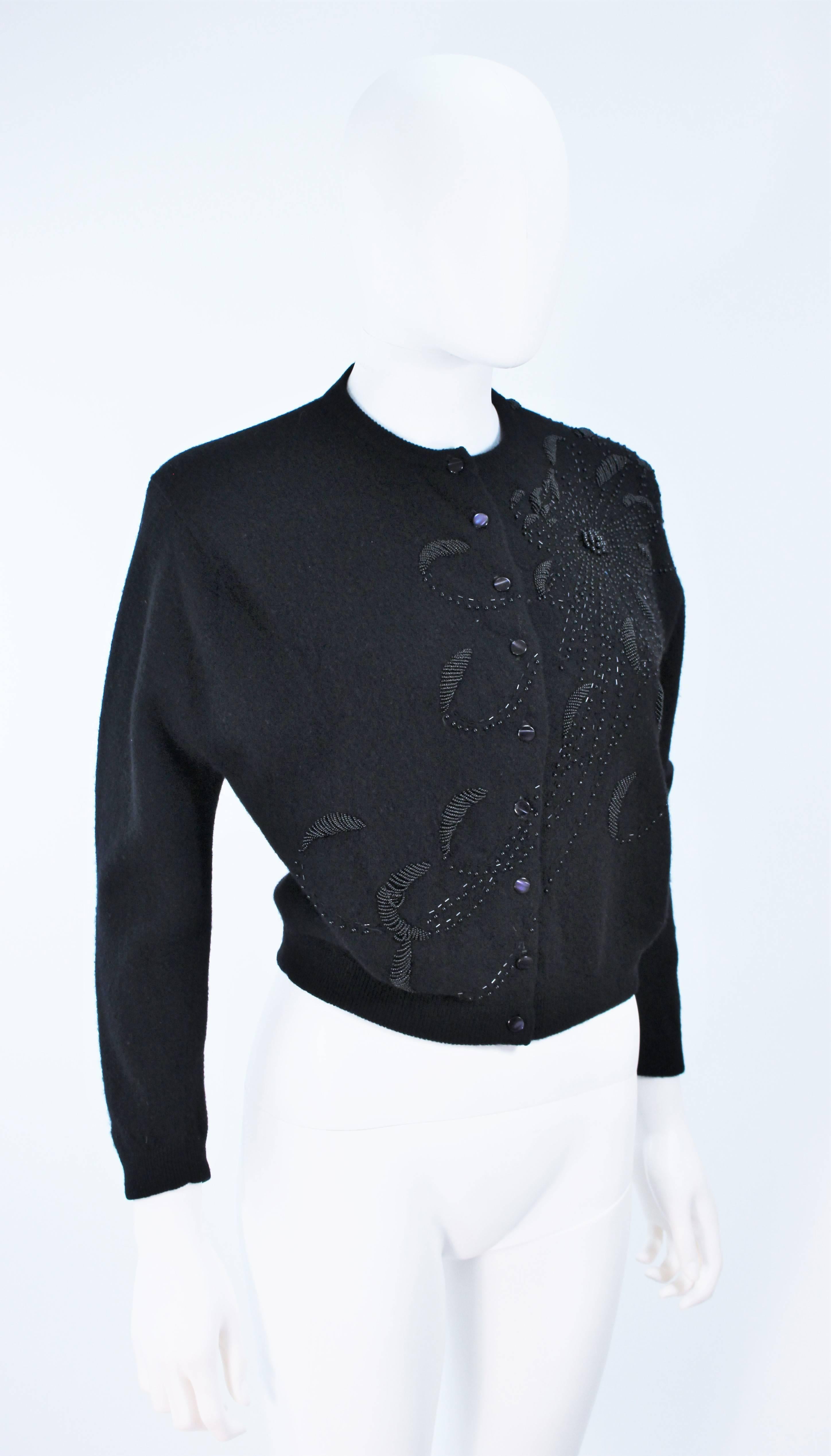 Women's SCHIAPARELLI Black Wool Starburst Beaded Sweater Size Medium