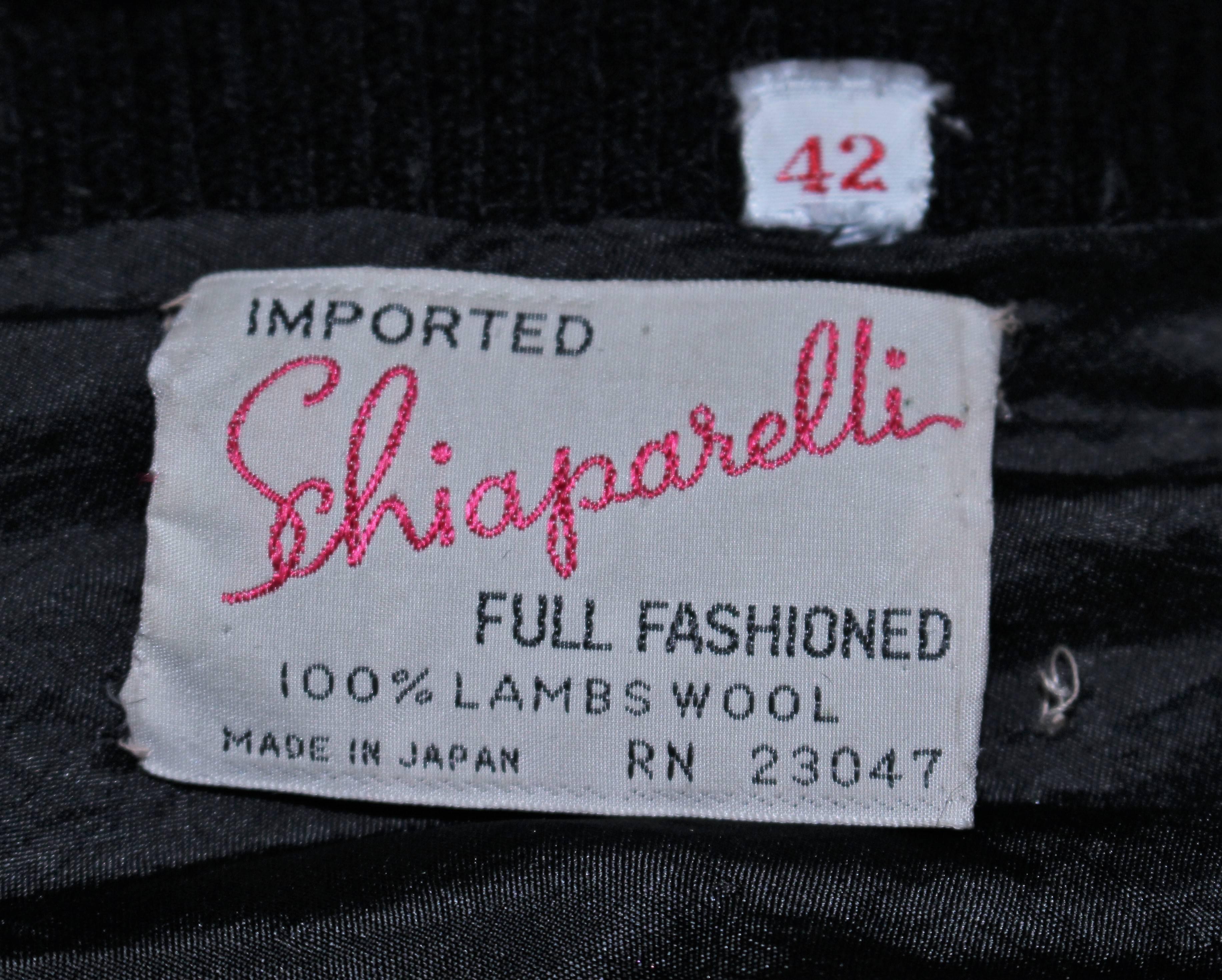 SCHIAPARELLI Black Wool Starburst Beaded Sweater Size Medium 6