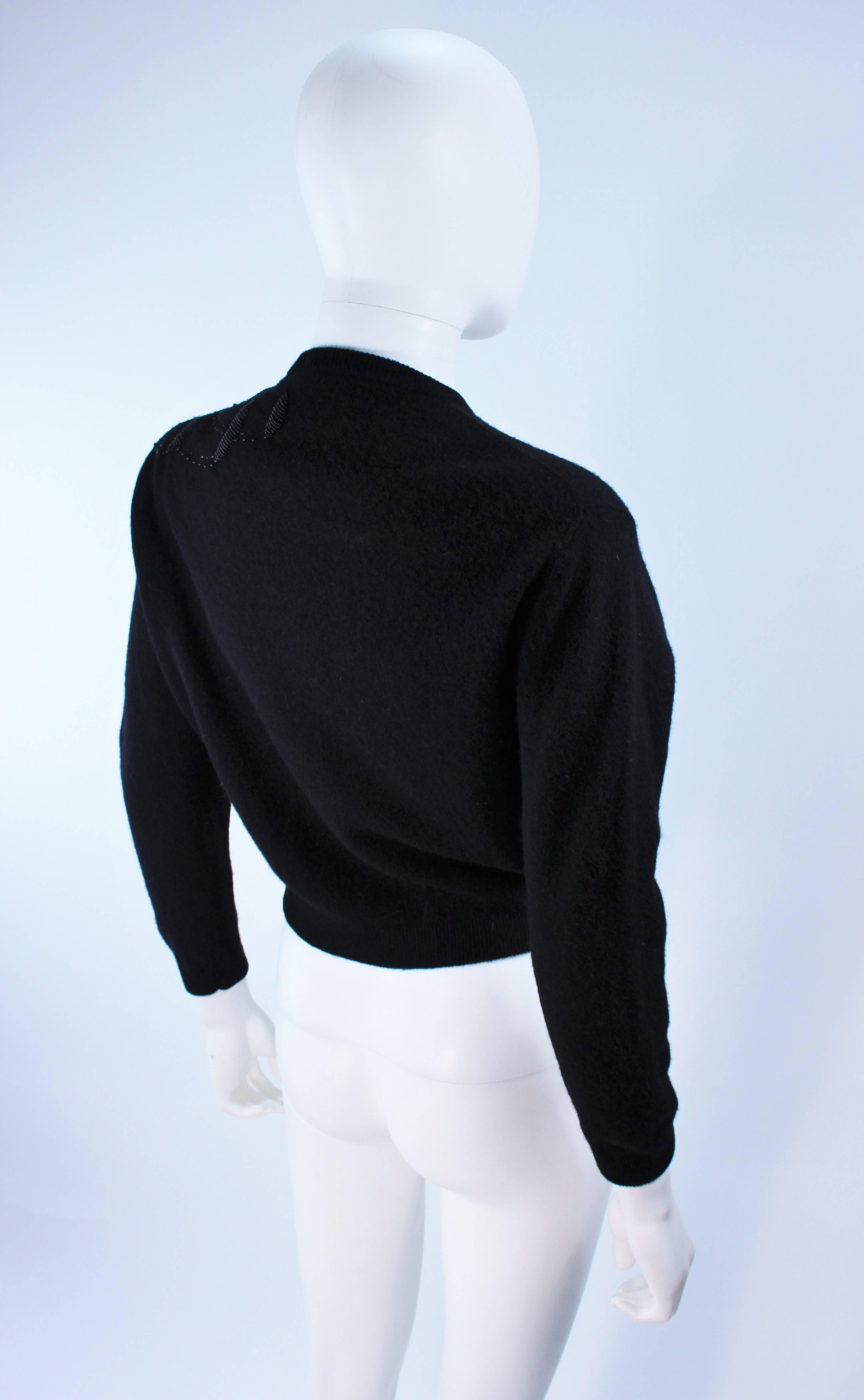 SCHIAPARELLI Black Wool Starburst Beaded Sweater Size Medium 3