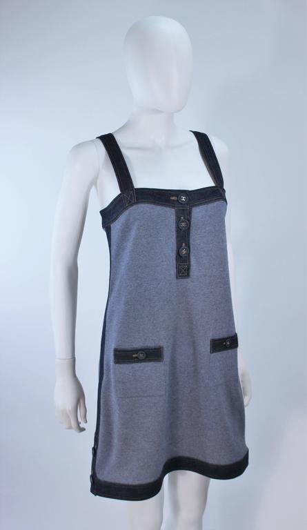 CHANEL Stretch Cashmere and Denim Dress with Gold Buttons Size 40 at ...