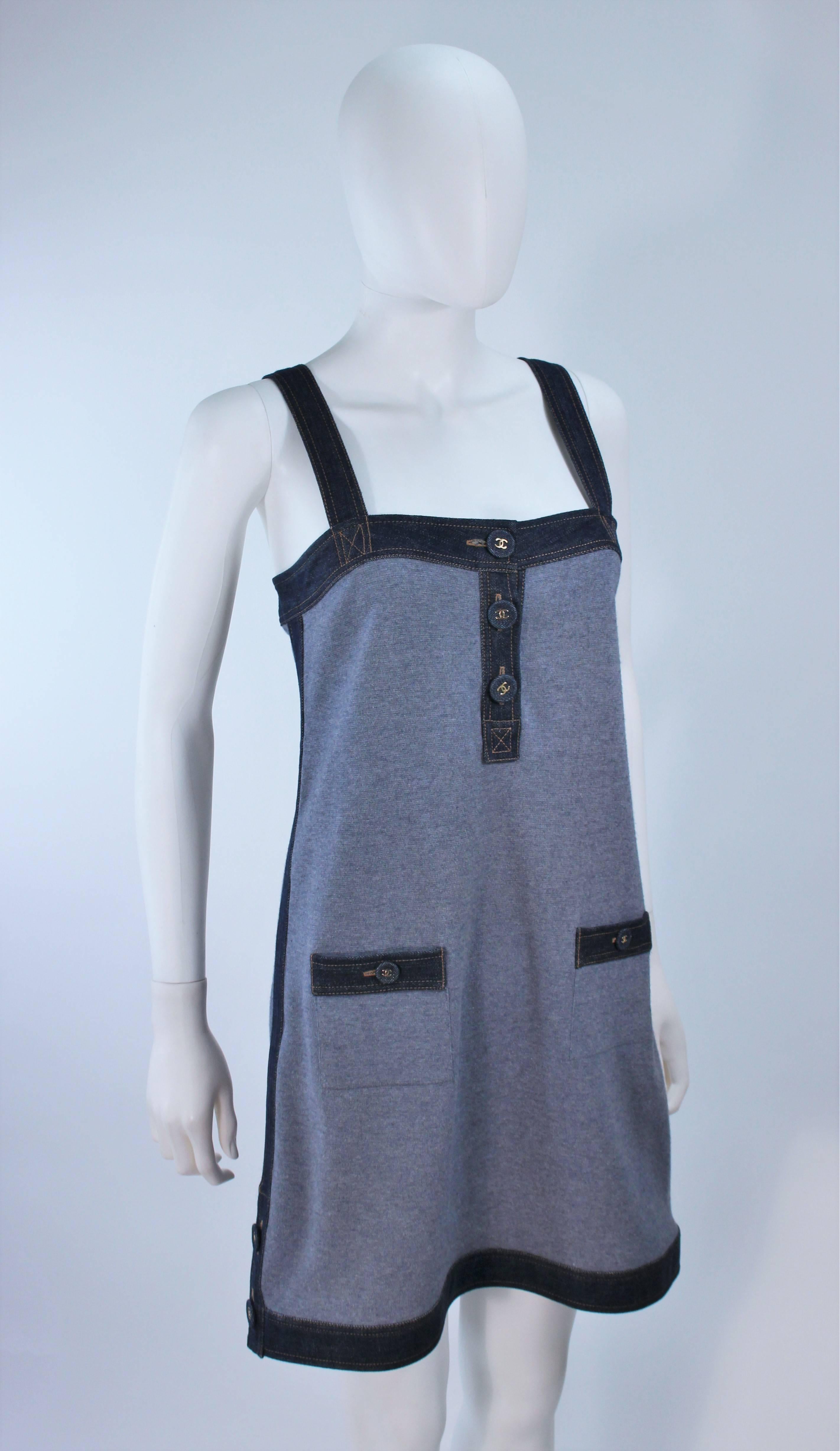 Women's CHANEL Stretch Cashmere and Denim Dress with Gold Buttons Size 40