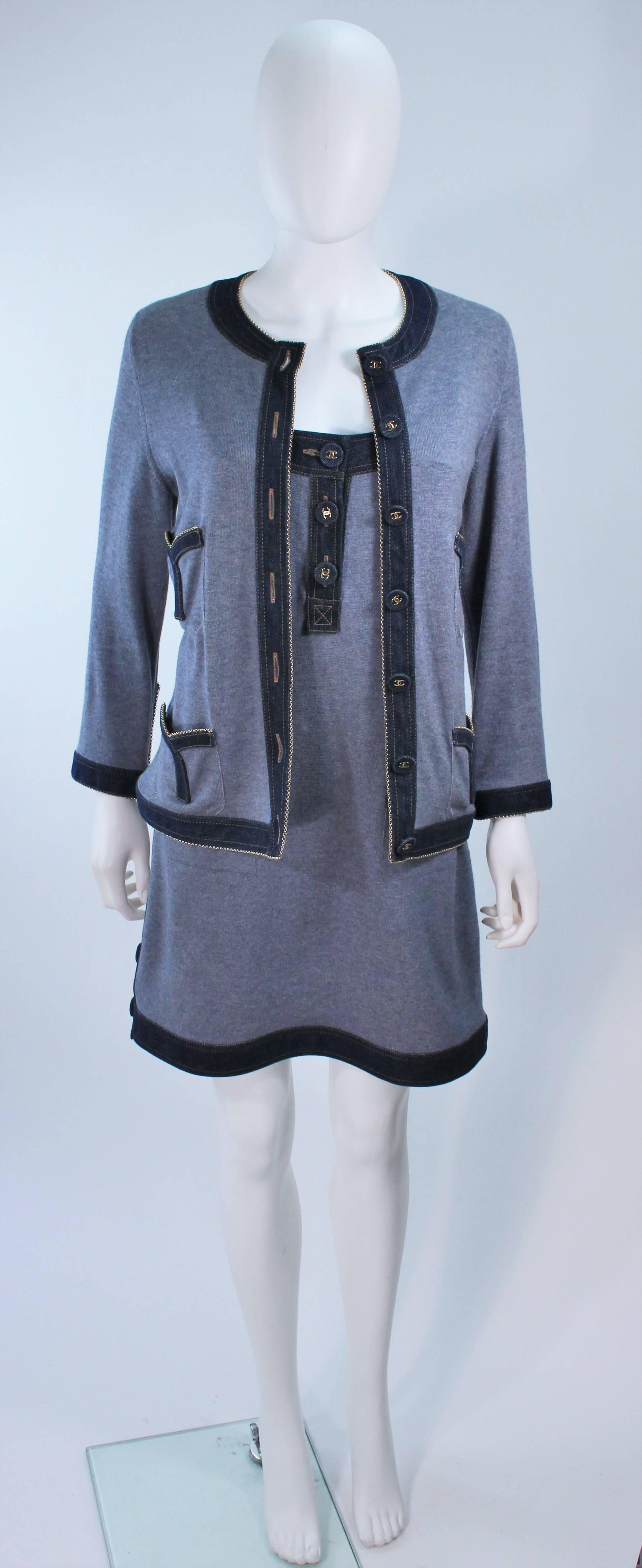 CHANEL Cashmere and Denim Jacket Size 44 In Excellent Condition In Los Angeles, CA