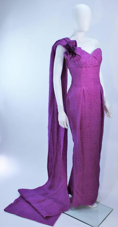 Women's CHRISTIAN DIOR HAUTE COUTURE Purple Crinkle Gown Betsy Bloomingdale 1988 For Sale