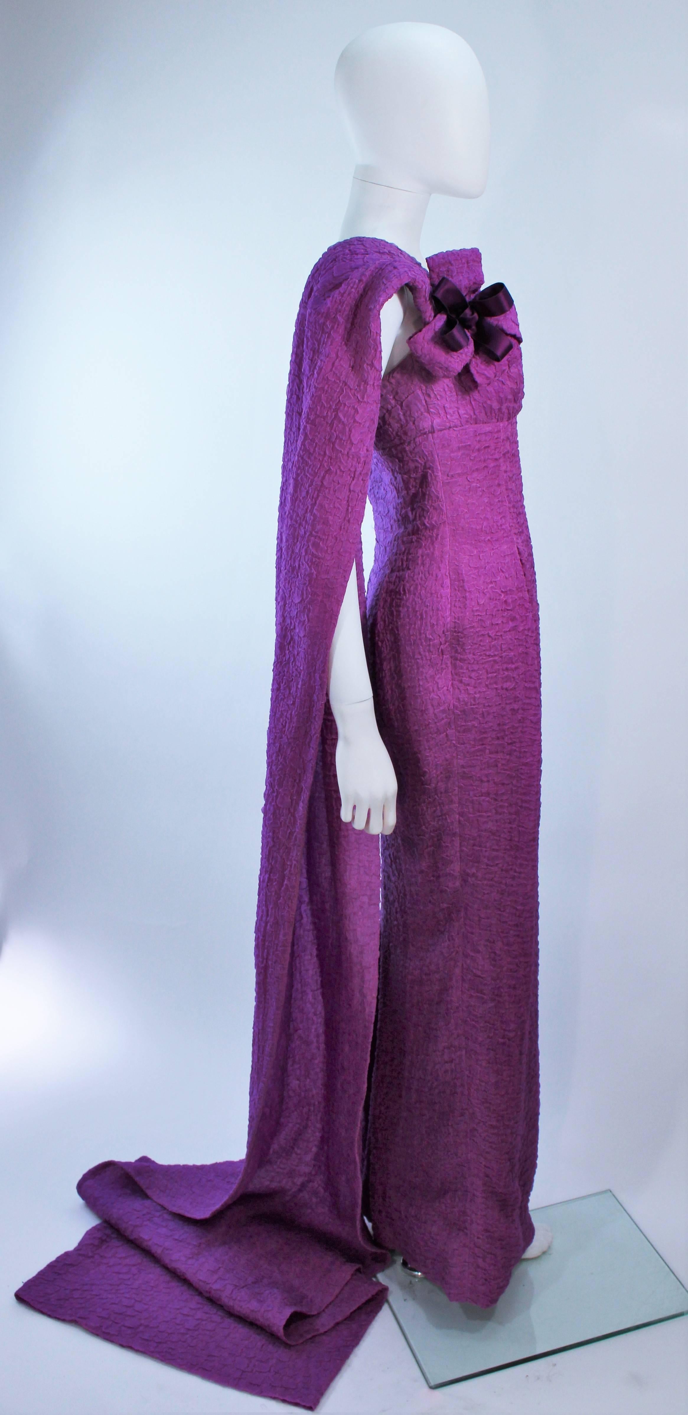 Women's CHRISTIAN DIOR HAUTE COUTURE Purple Crinkle Gown Betsy Bloomingdale 1988
