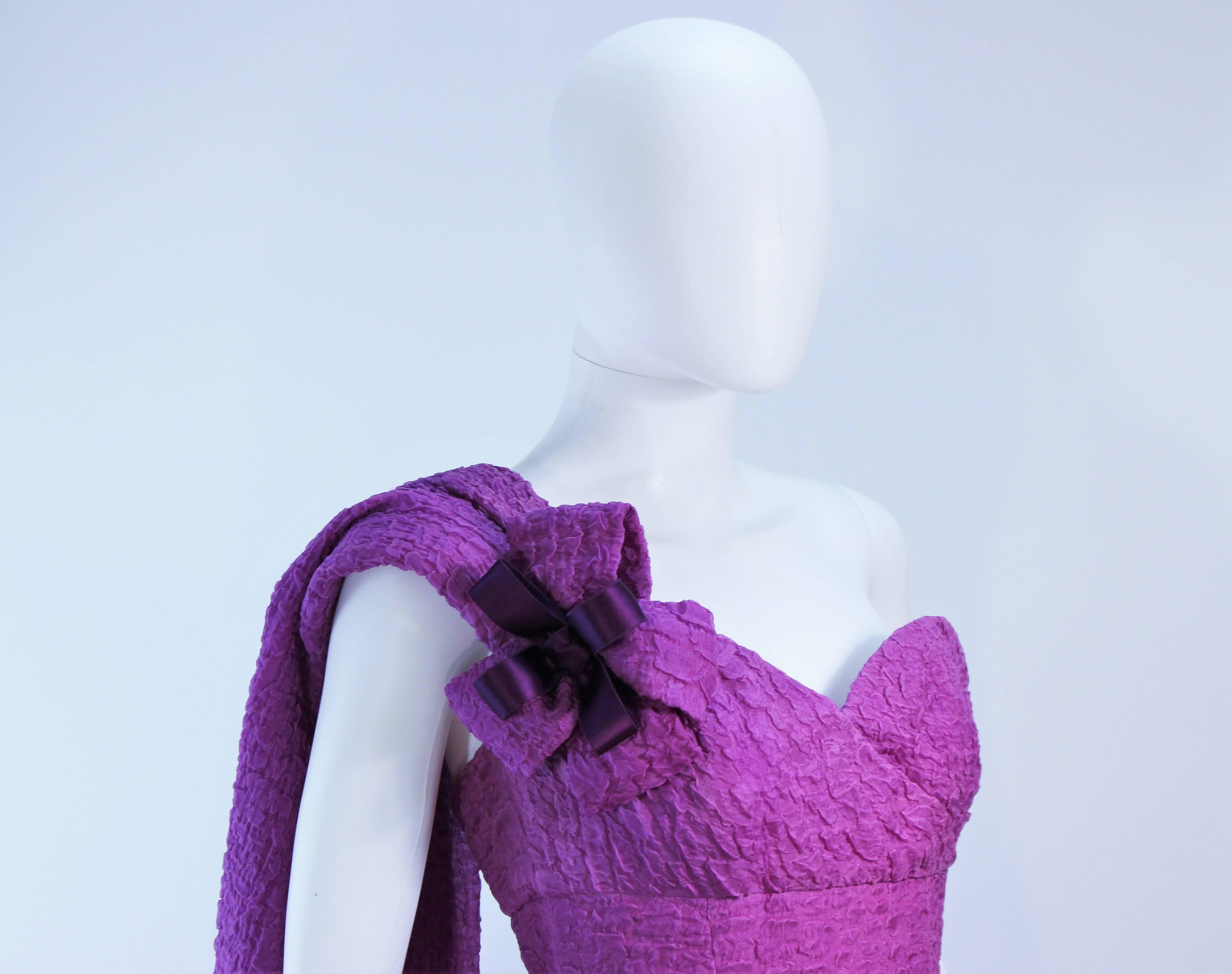 CHRISTIAN DIOR HAUTE COUTURE Purple Crinkle Gown Betsy Bloomingdale 1988 In Excellent Condition In Los Angeles, CA