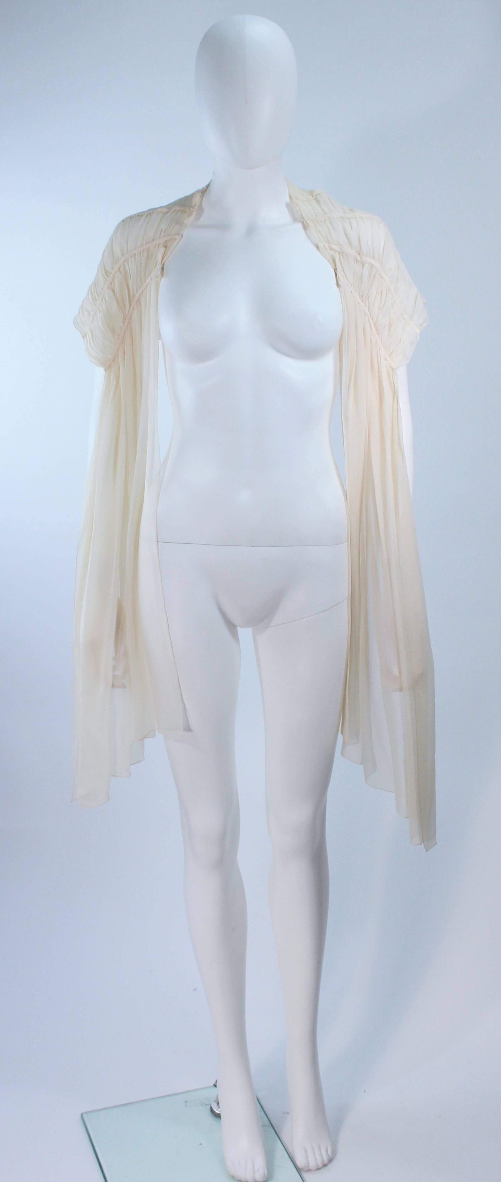 Robe Couture en soie crème des années 1950 et écharpe avec nœuds Taille 0 2 en vente 5