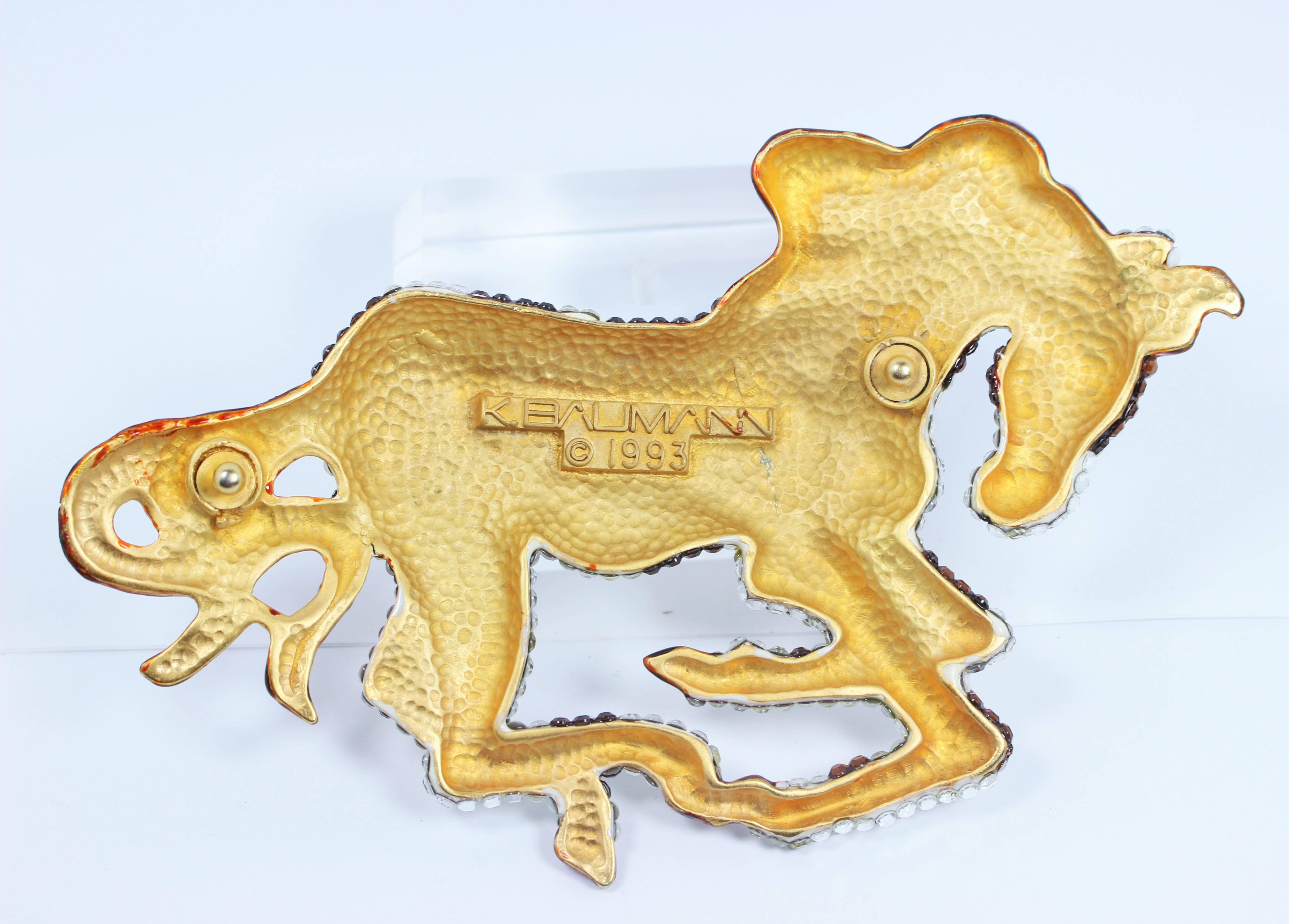 Gray KATHRINE BAUMANN Circa 1993 Rhinestone Stallion Buckle