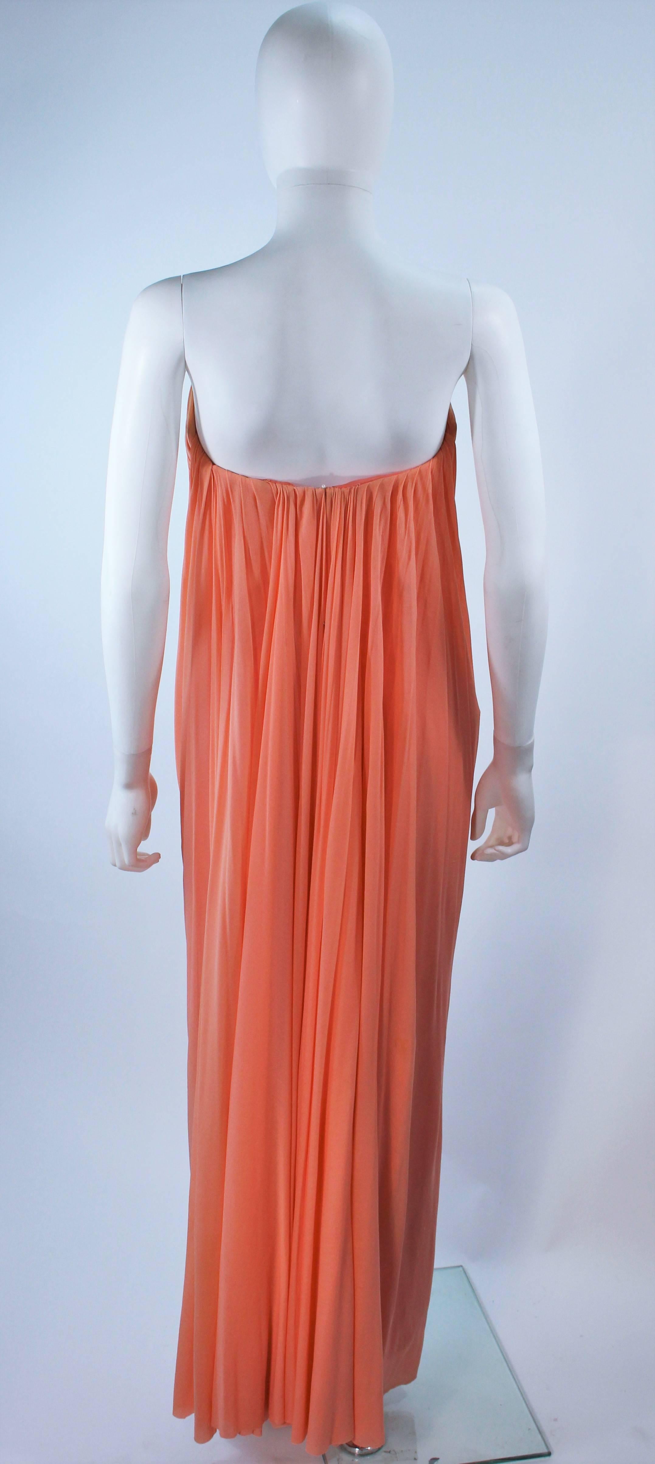 TRAVILLA Peach Strapless Jersey Draped Gown Size 4 For Sale 4