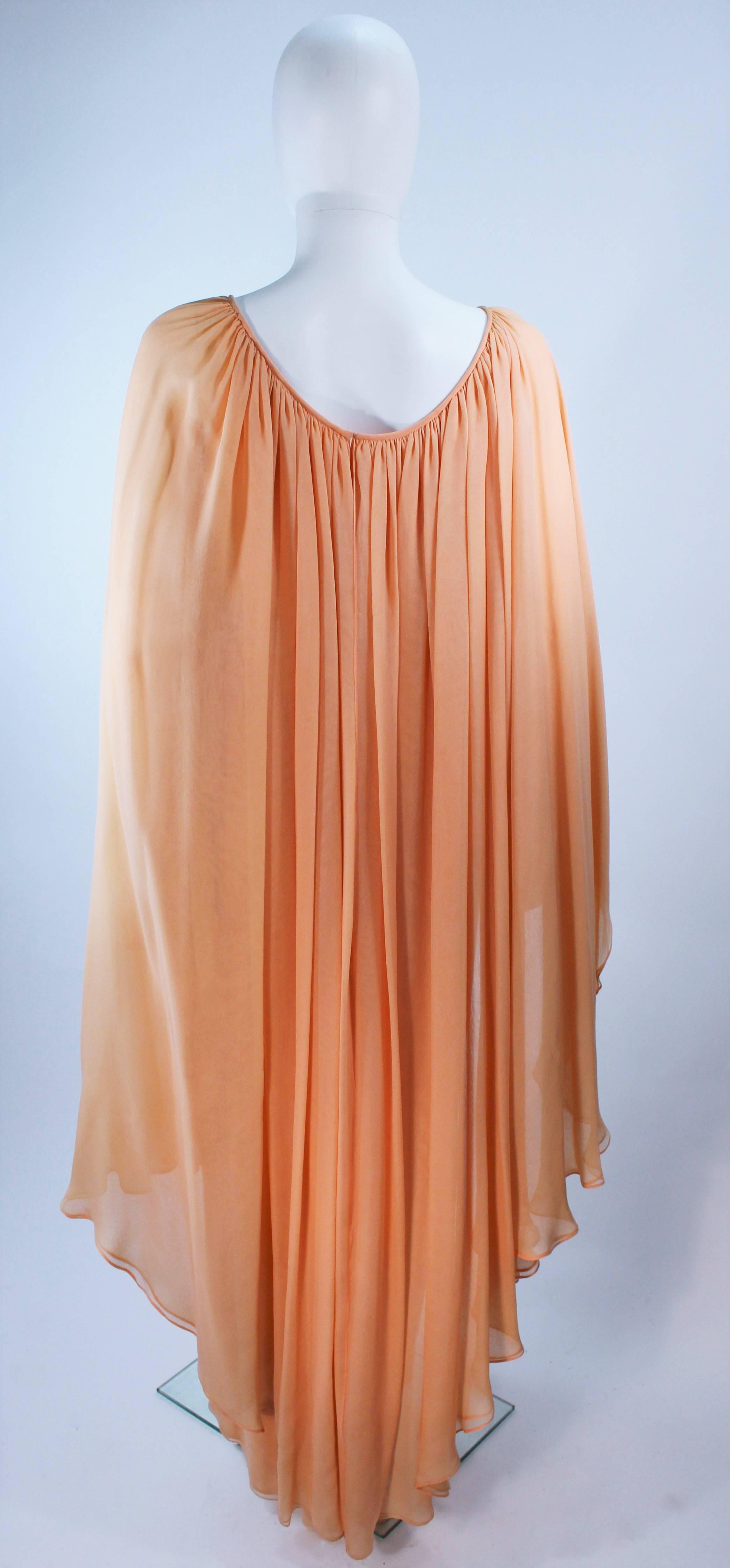 BONWIT TELLER Peach & Apricot Hue Draped Cape Gown Size 4 For Sale 2
