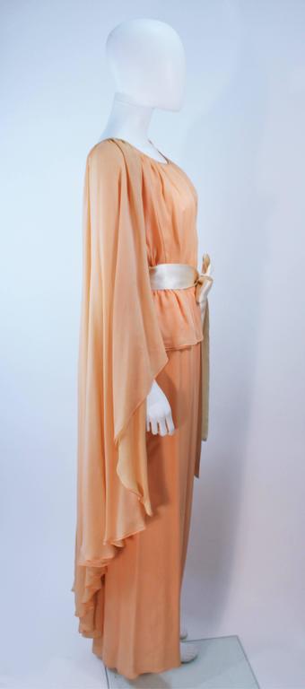 Women's BONWIT TELLER Peach & Apricot Hue Draped Cape Gown Size 4 For Sale