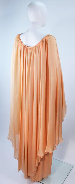 BONWIT TELLER Peach & Apricot Hue Draped Cape Gown Size 4 For Sale 1