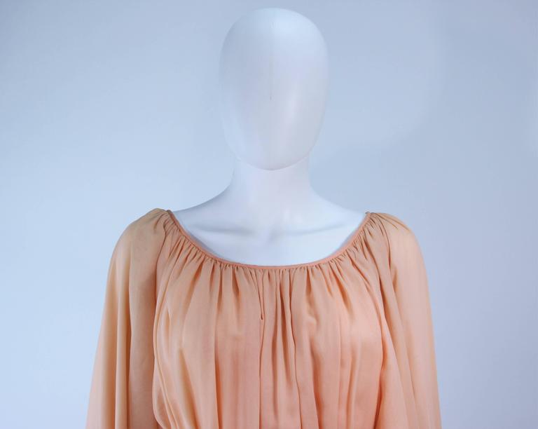 Brown BONWIT TELLER Peach & Apricot Hue Draped Cape Gown Size 4 For Sale