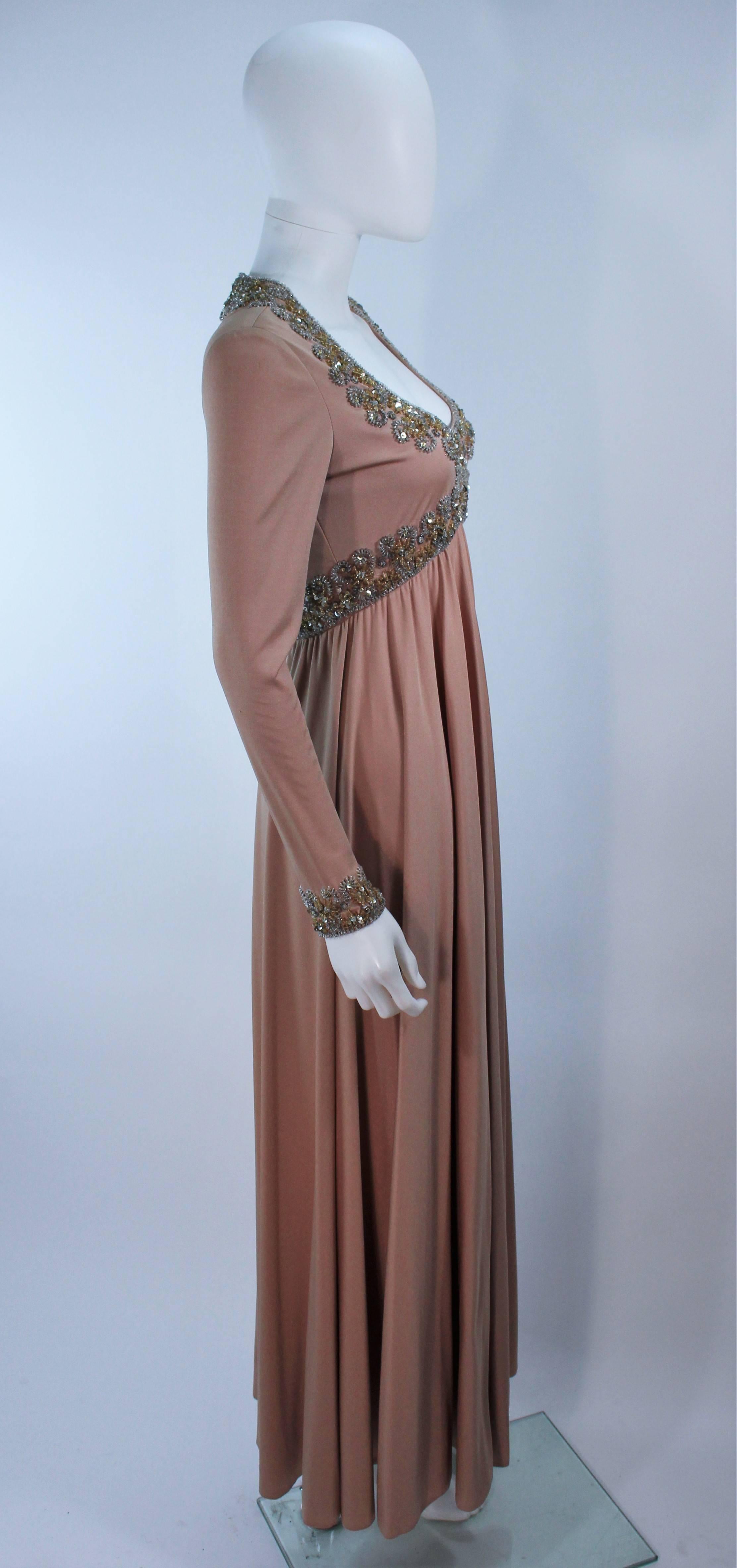 VICTORIA ROYAL Toffee Jersey Embellished Gown Size 6 8 For Sale 2