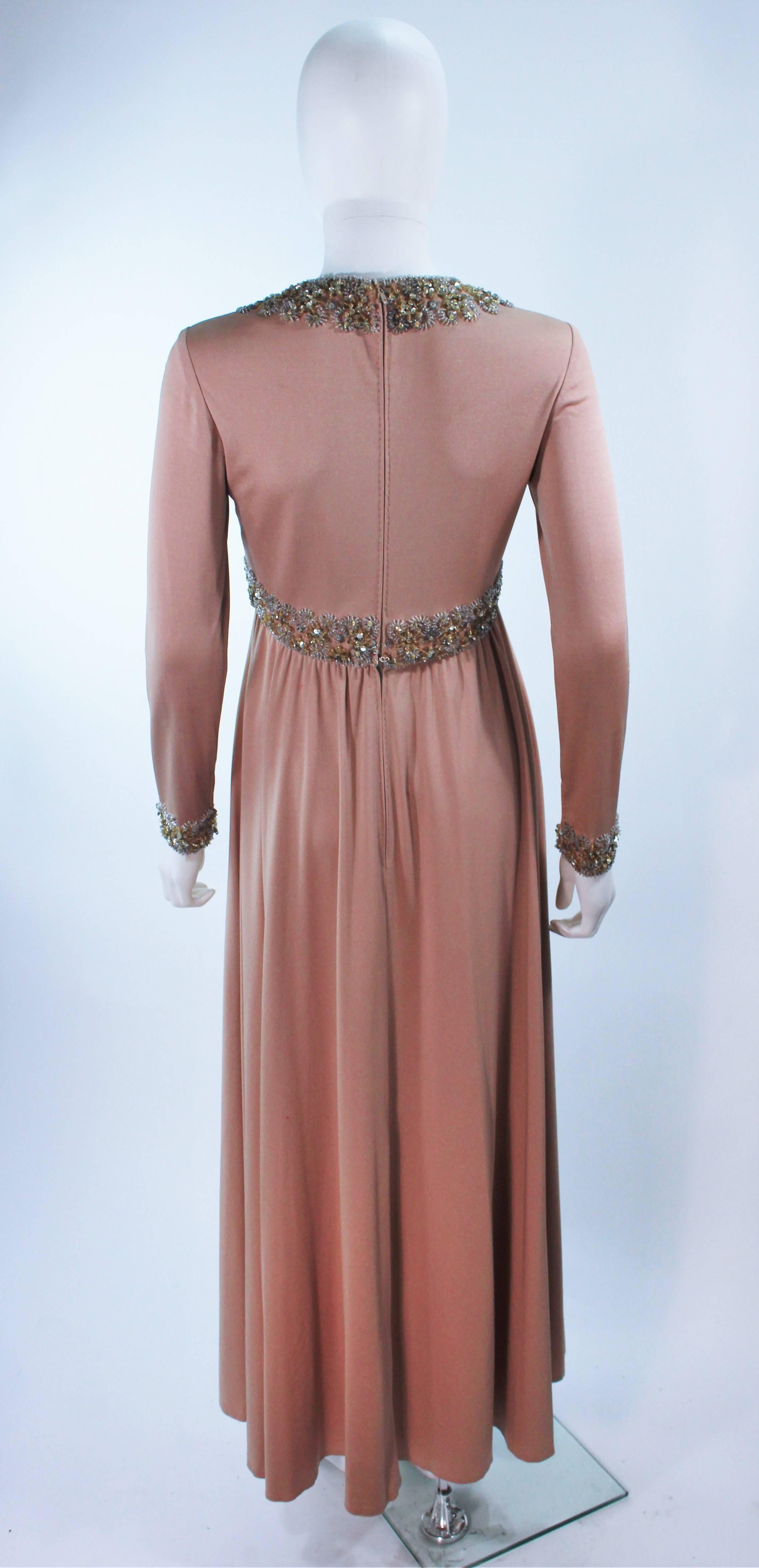 VICTORIA ROYAL Toffee Jersey Embellished Gown Size 6 8 For Sale 3