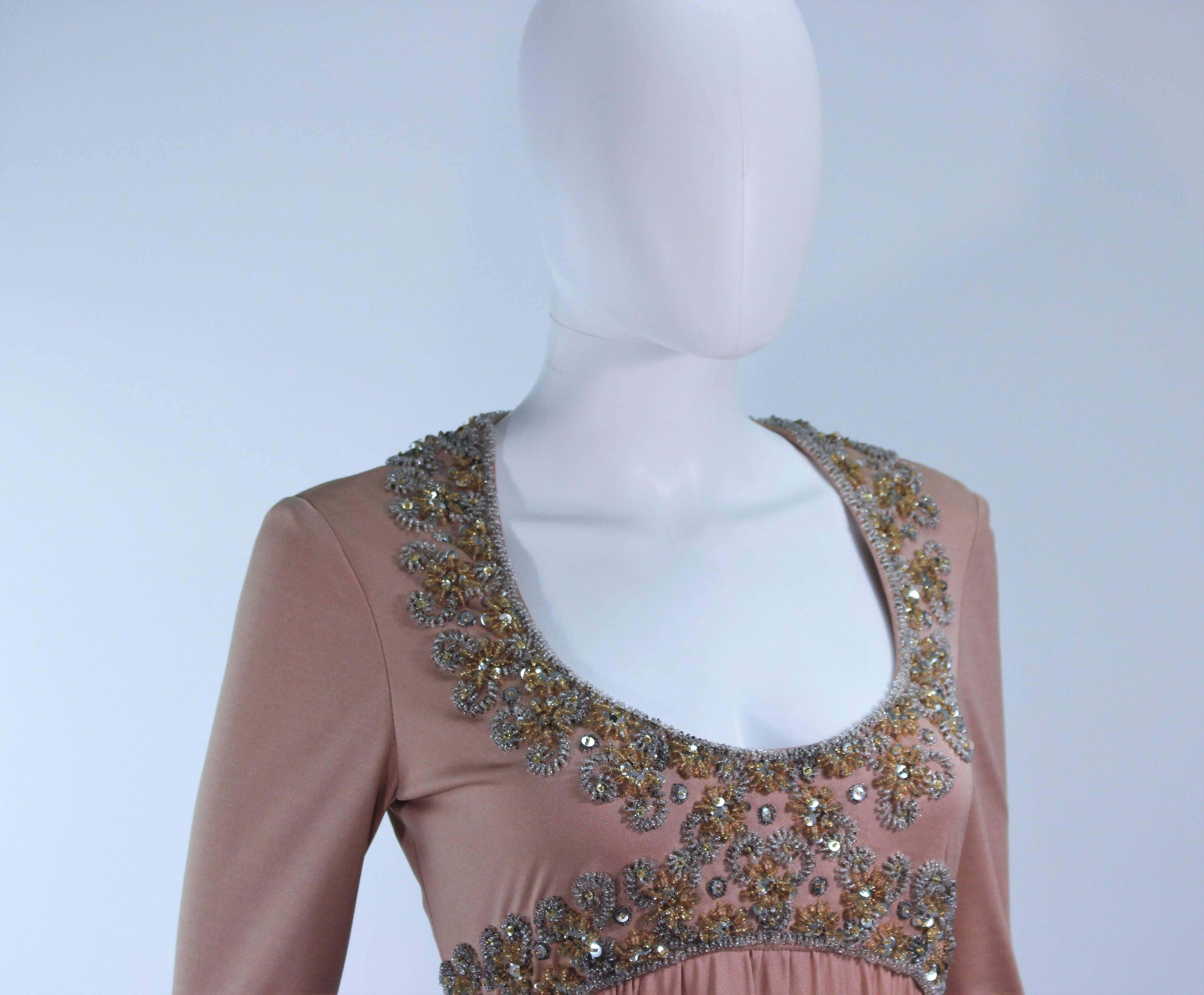 VICTORIA ROYAL Toffee Jersey Embellished Gown Size 6 8 For Sale 1