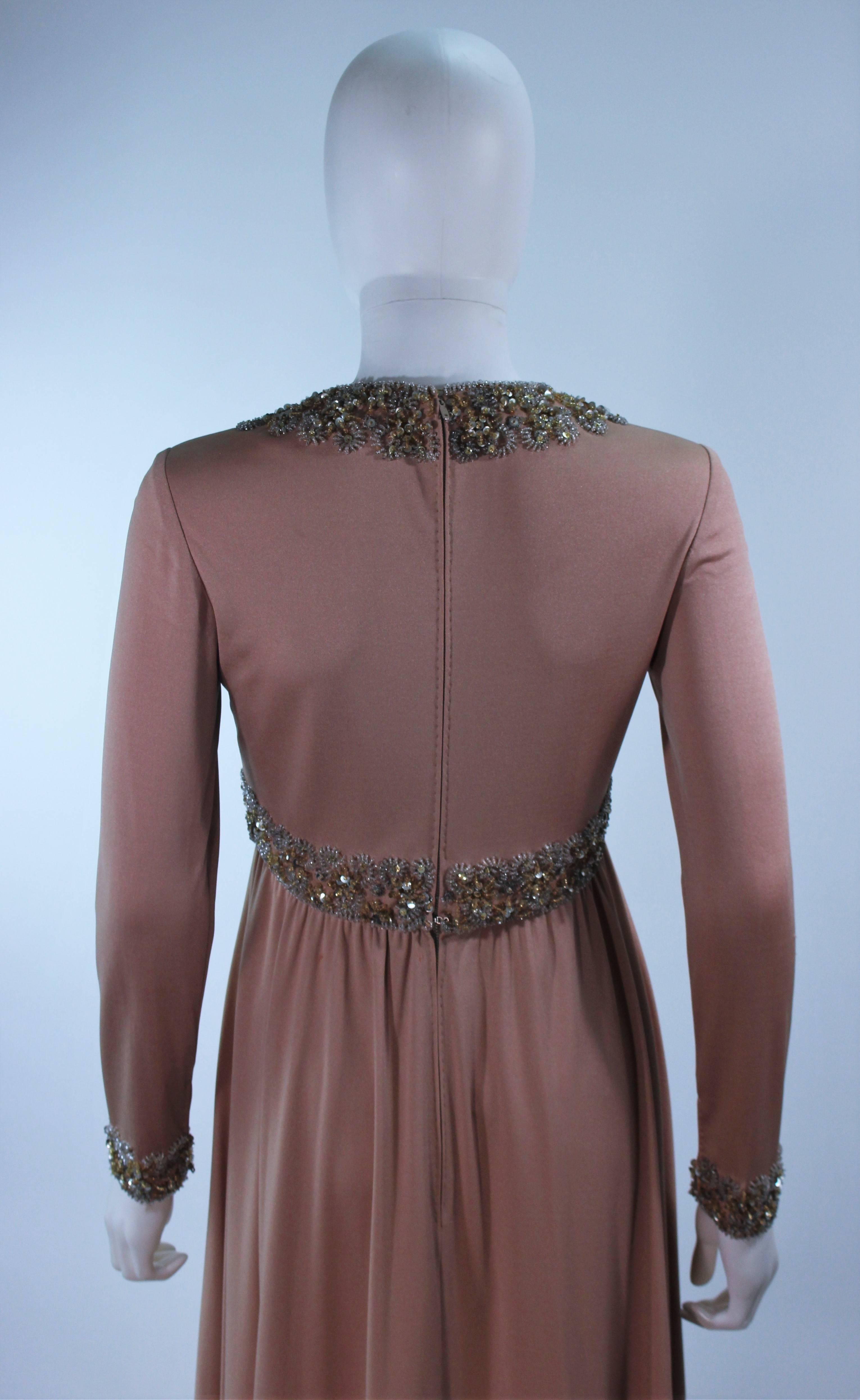 VICTORIA ROYAL Toffee Jersey Embellished Gown Size 6 8 For Sale 4